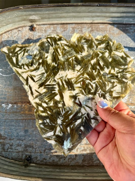 Gorgeous Green Tourmaline with Lepidolite Garnet Slab | Opt 42