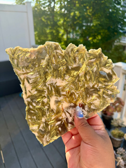 Gorgeous Green Tourmaline with Lepidolite Garnet Slab | Opt 42