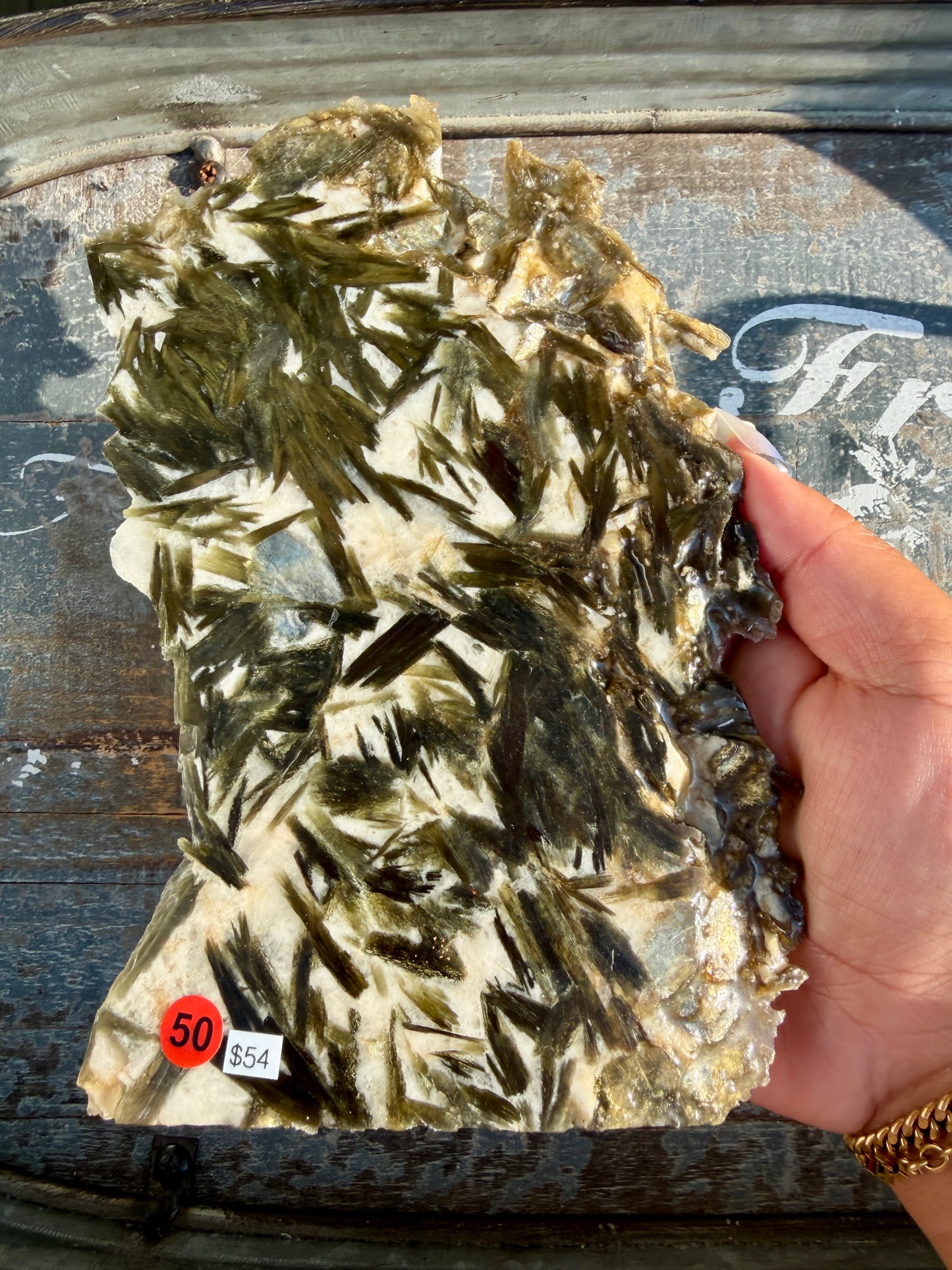 Gorgeous Green Tourmaline with Lepidolite Garnet Slab | Opt 50