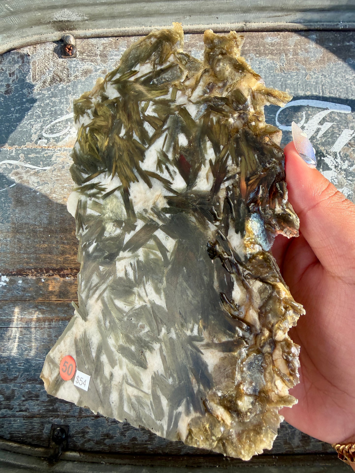 Gorgeous Green Tourmaline with Lepidolite Garnet Slab | Opt 50