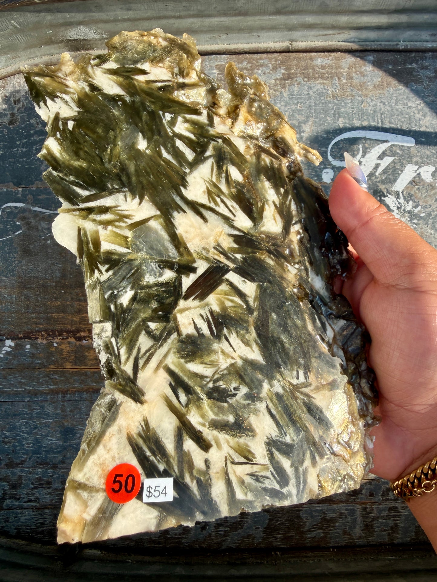 Gorgeous Green Tourmaline with Lepidolite Garnet Slab | Opt 50