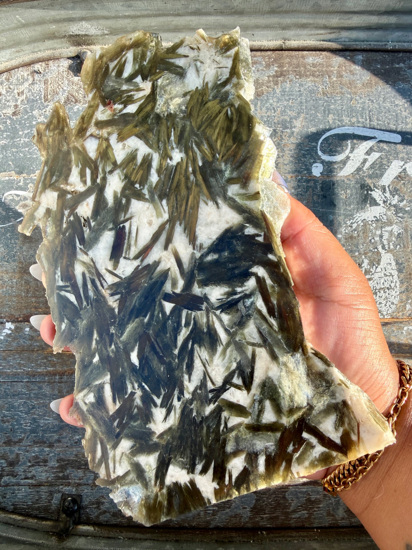 Gorgeous Green Tourmaline with Lepidolite Garnet Slab | Opt 50