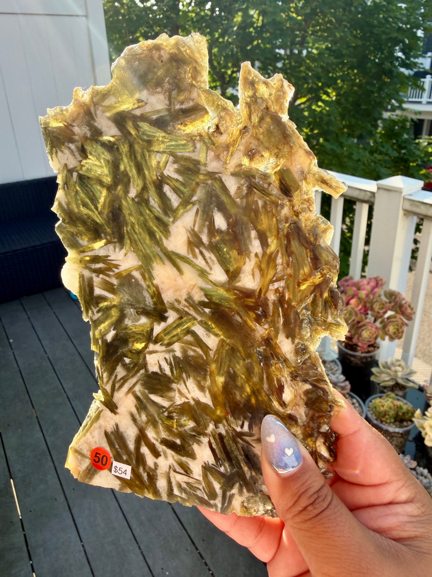 Gorgeous Green Tourmaline with Lepidolite Garnet Slab | Opt 50
