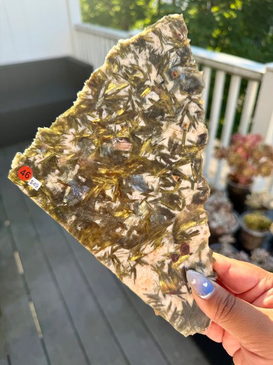 Gorgeous Green Tourmaline with Lepidolite Garnet Slab | Opt 46