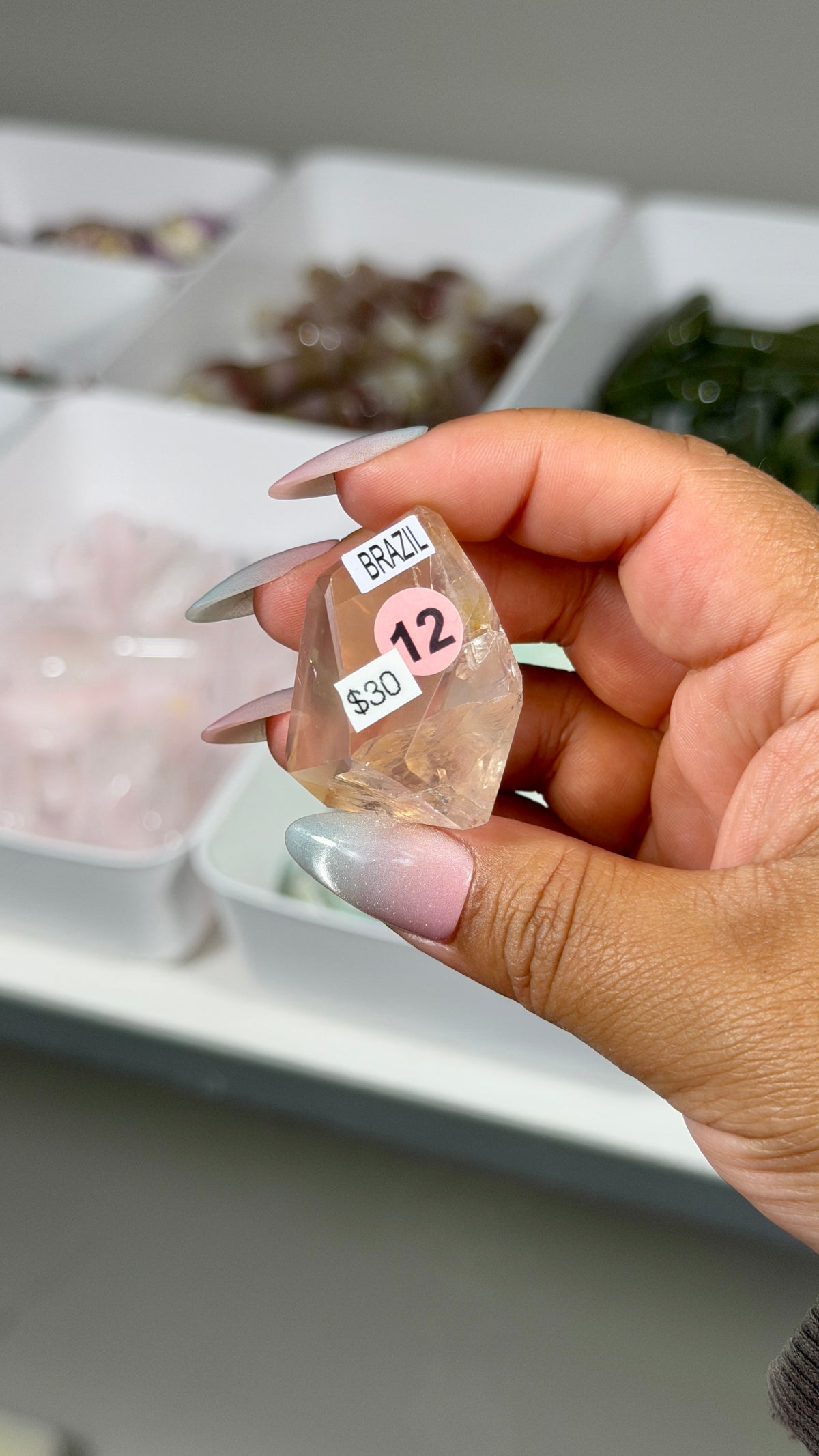 Gorgeous Clear Rose Quartz Freeform | Brazil | Opt 12 | Denver Gem Show Find
