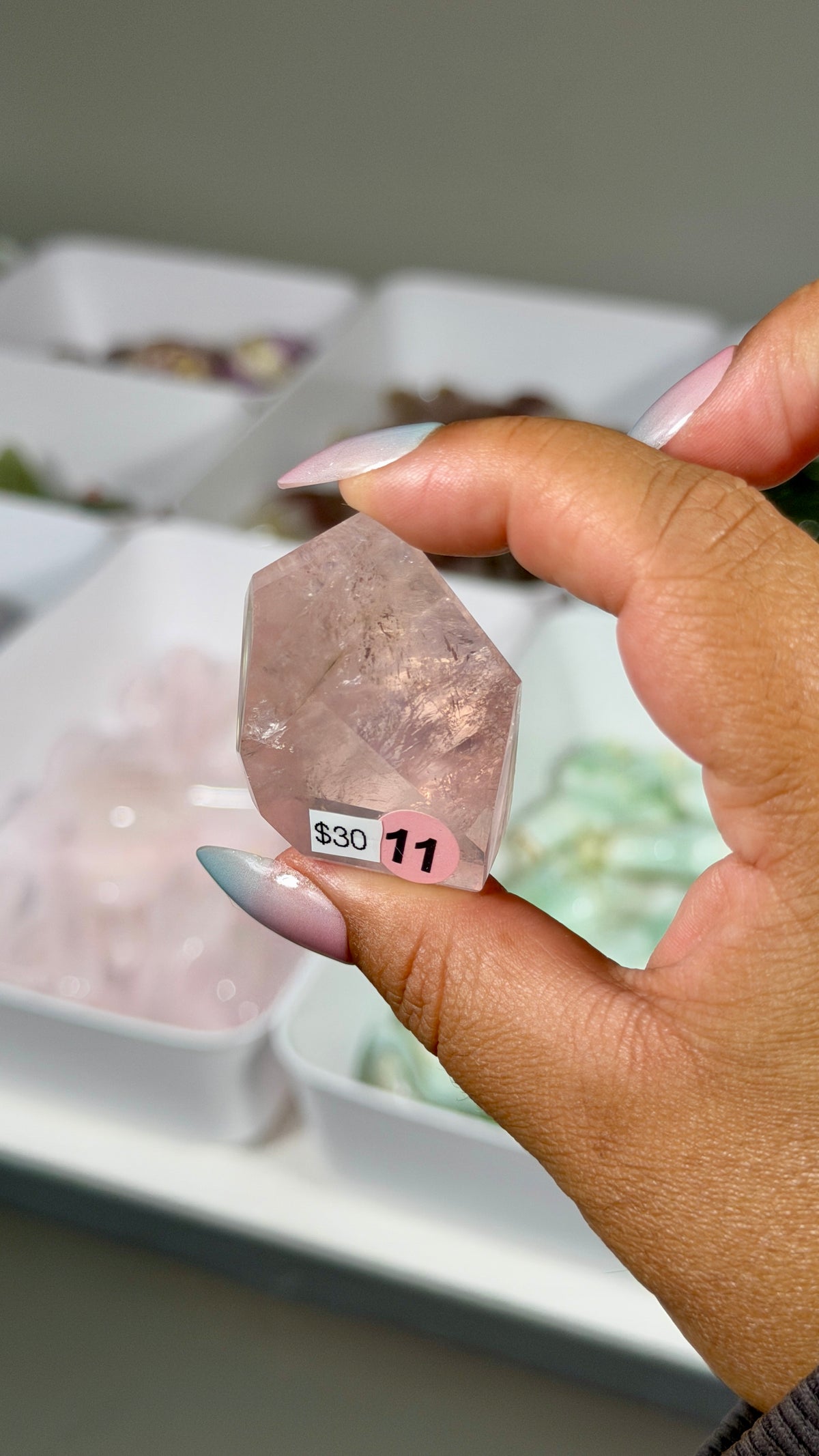 Gorgeous Clear Rose Quartz Freeform | Brazil | Opt 11 | Denver Gem Show Find