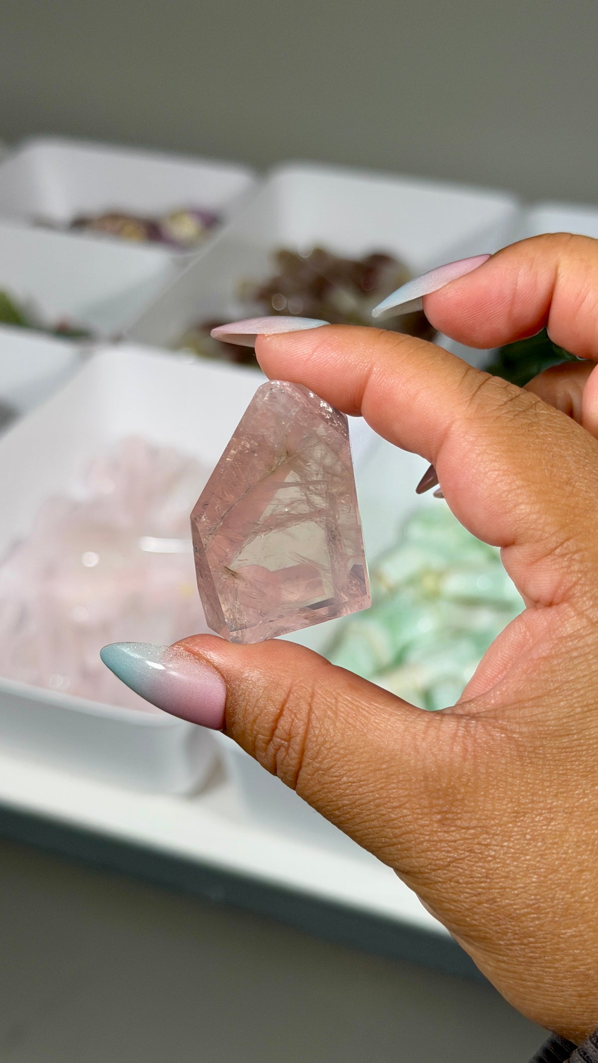 Gorgeous Clear Rose Quartz Freeform | Brazil | Opt 11 | Denver Gem Show Find