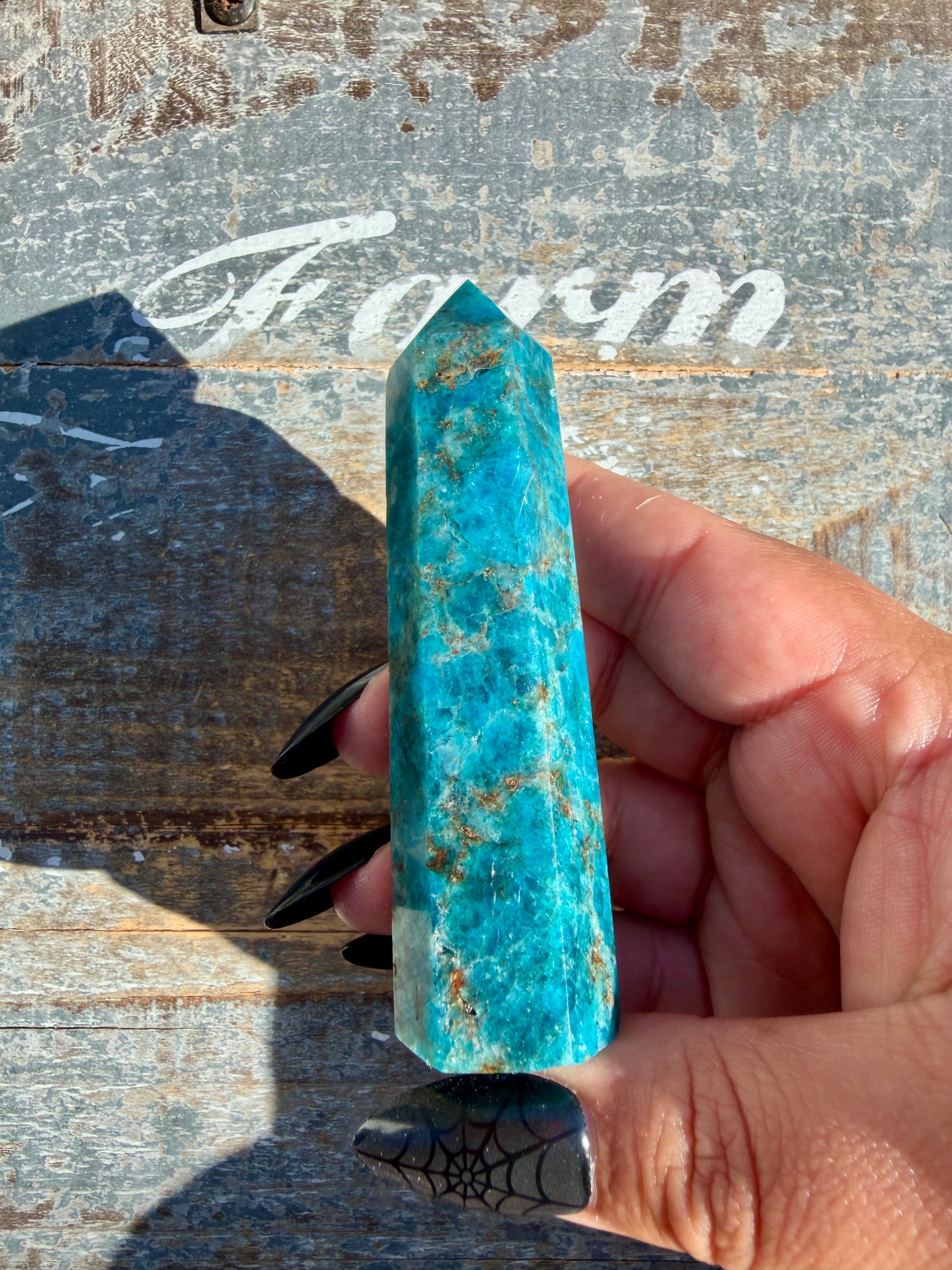 Gorgeous Blue Apatite Tower | Opt J