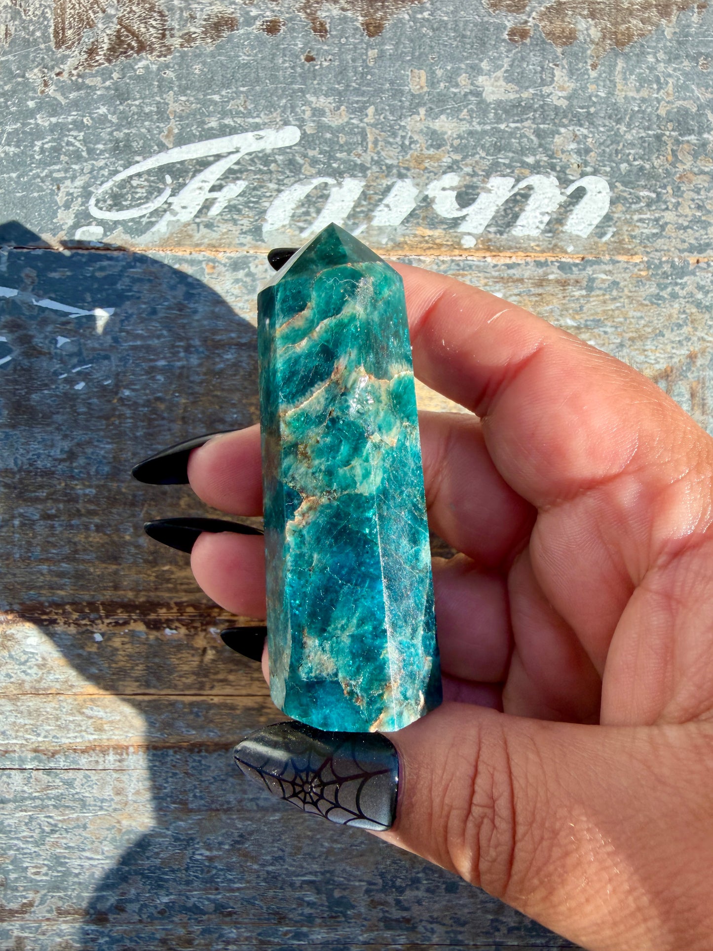 Gorgeous Blue Apatite Tower | Opt A