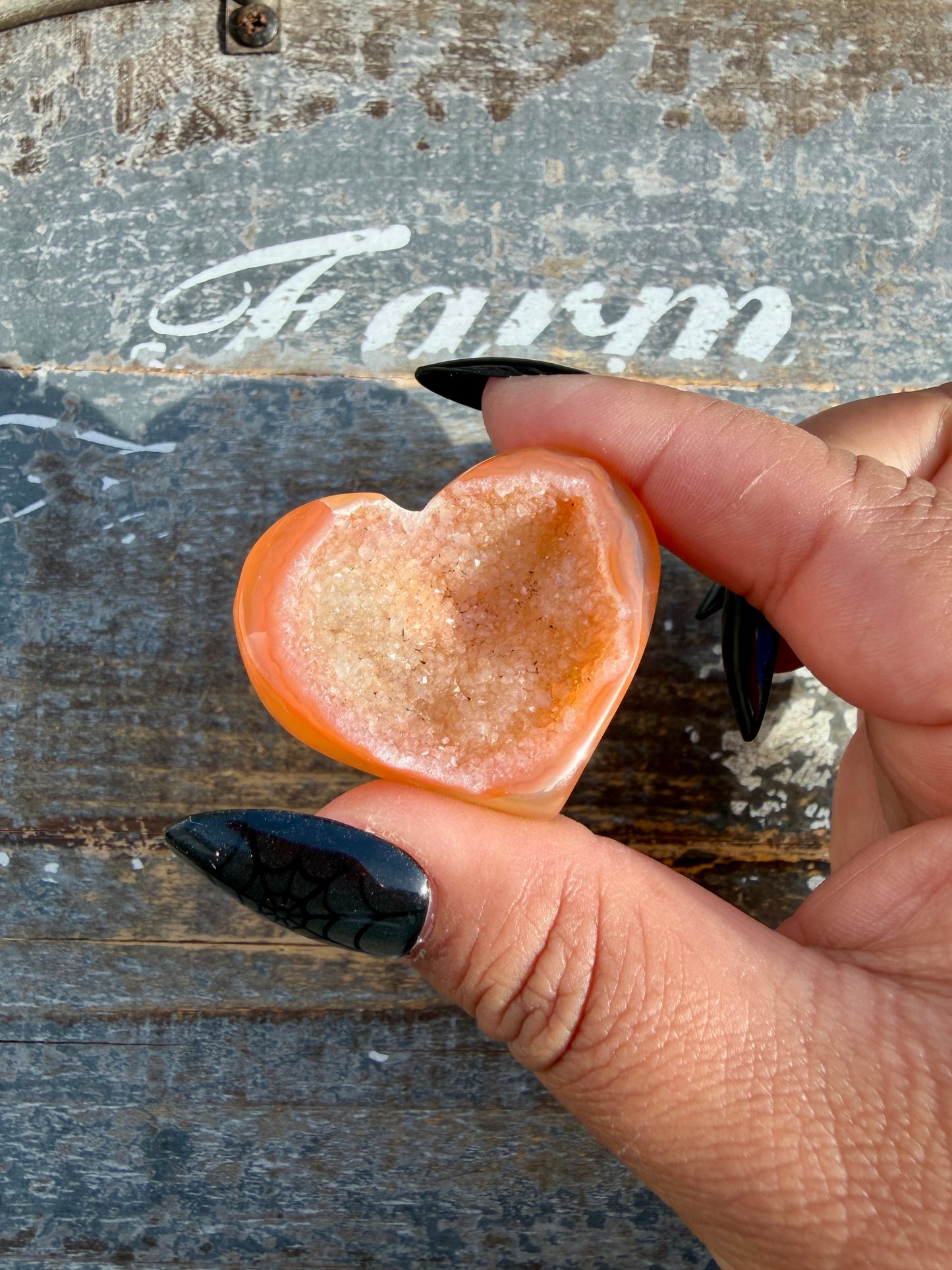 Gorgeous Druzy Carnelian Heart | Opt V