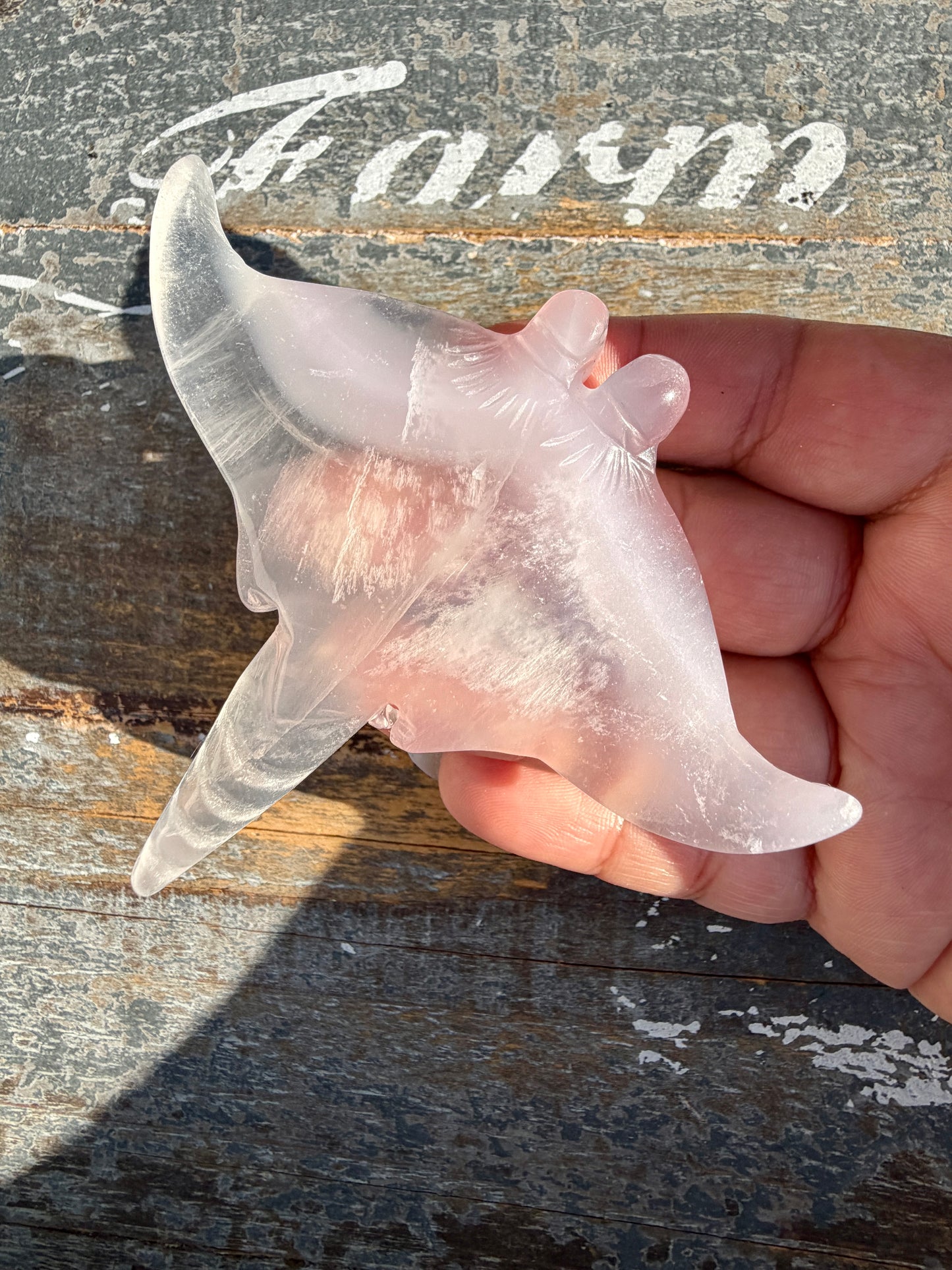 Gorgeous Yttrium Fluorite Sting Ray Carving | Opt B
