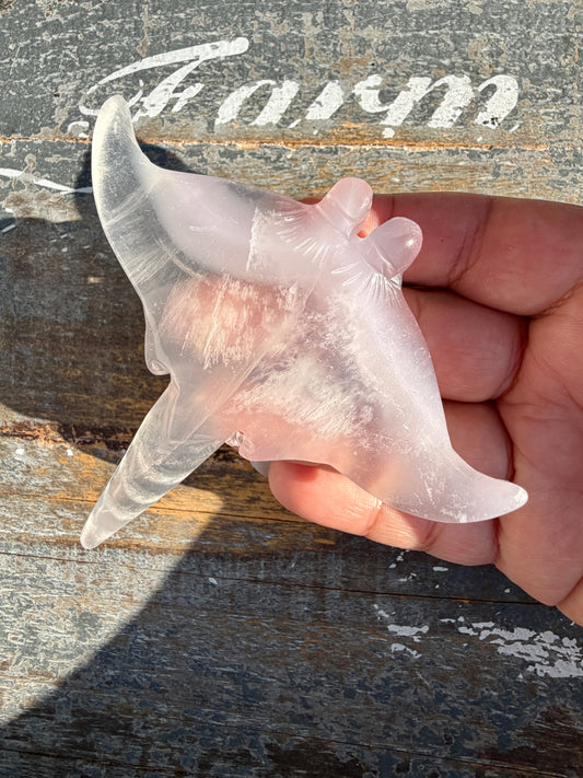 Gorgeous Yttrium Fluorite Sting Ray Carving | Opt B