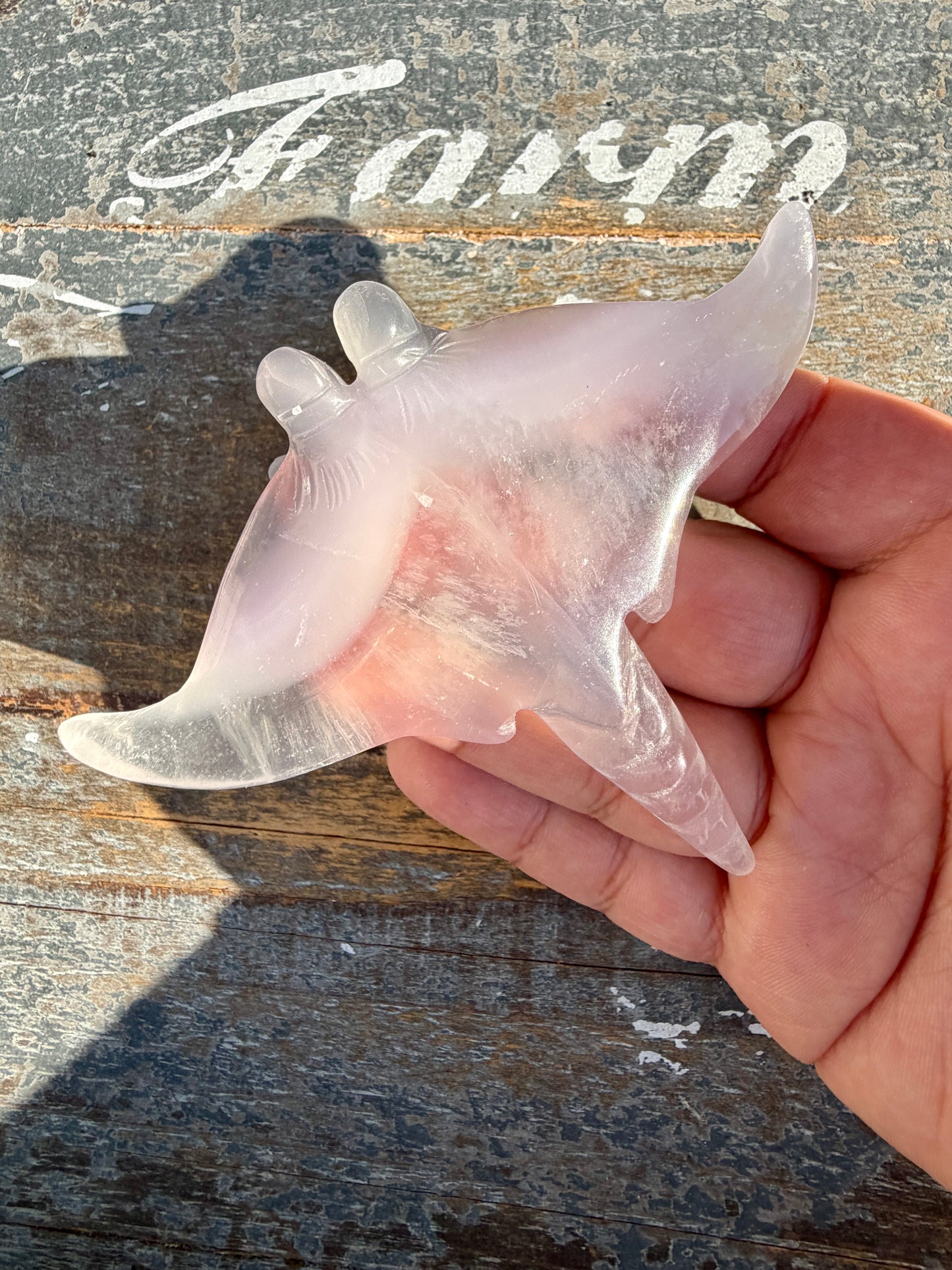 Gorgeous Yttrium Fluorite Sting Ray Carving | Opt B