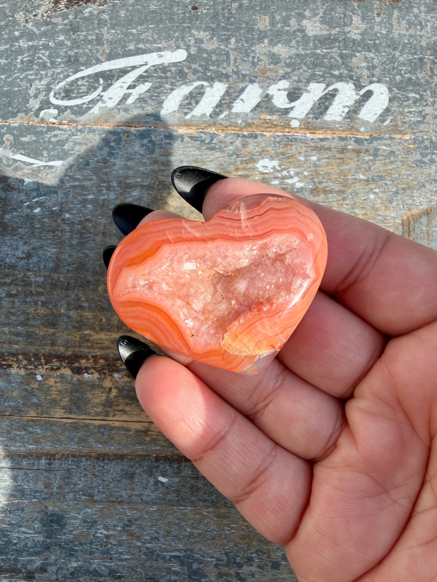 Gorgeous Druzy Carnelian Heart | Opt S