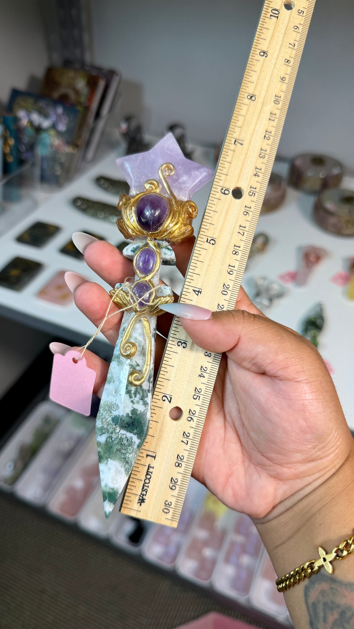Handcrafted Star Fairy Crystal Wand | Amethyst & Tree Agate | Opt 88