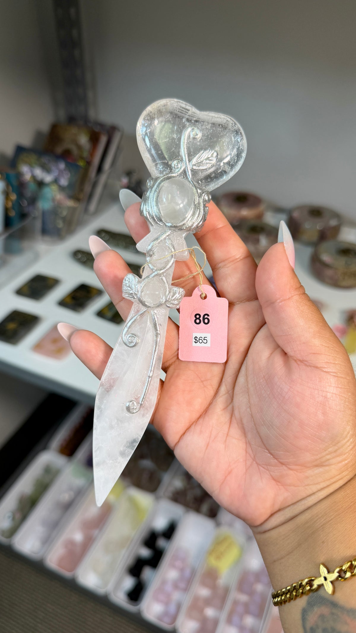 Handcrafted Heart Fairy Crystal Wand | Clear Quartz | Opt 86