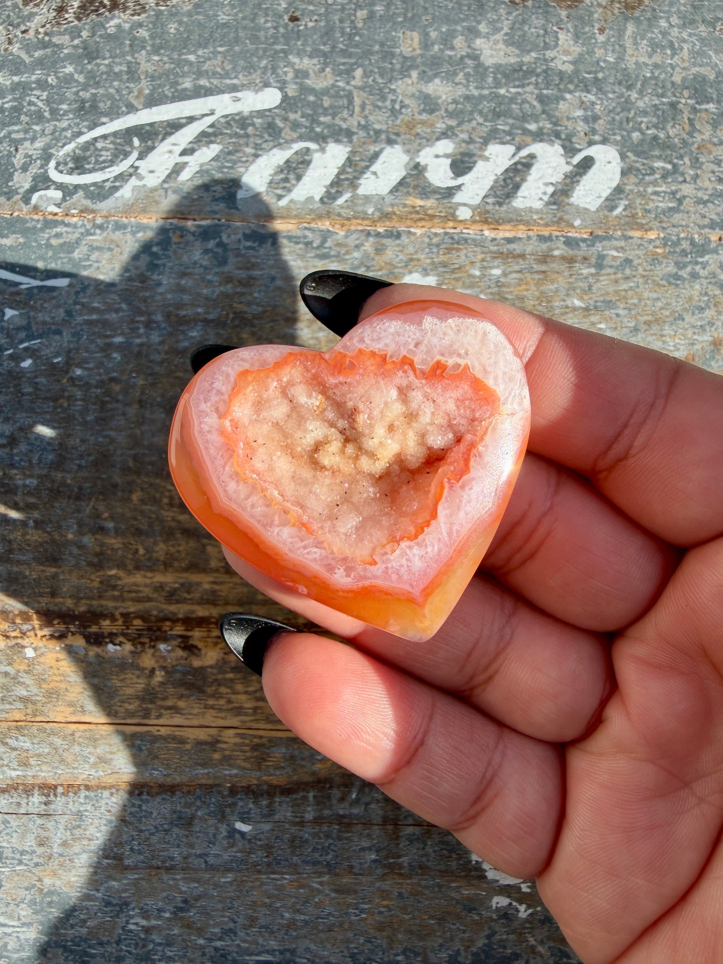Gorgeous Druzy Carnelian Heart | Opt K