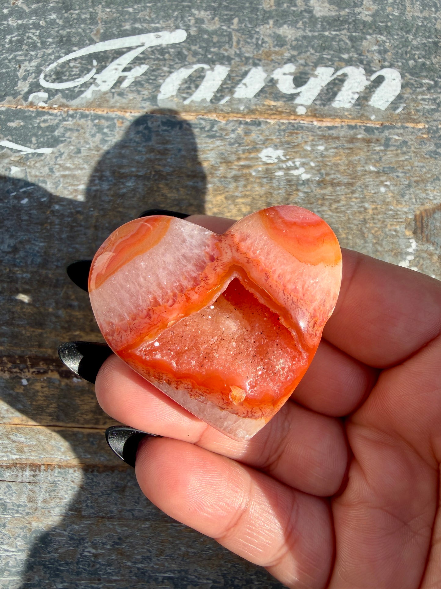 Gorgeous Druzy Carnelian Heart | Opt J
