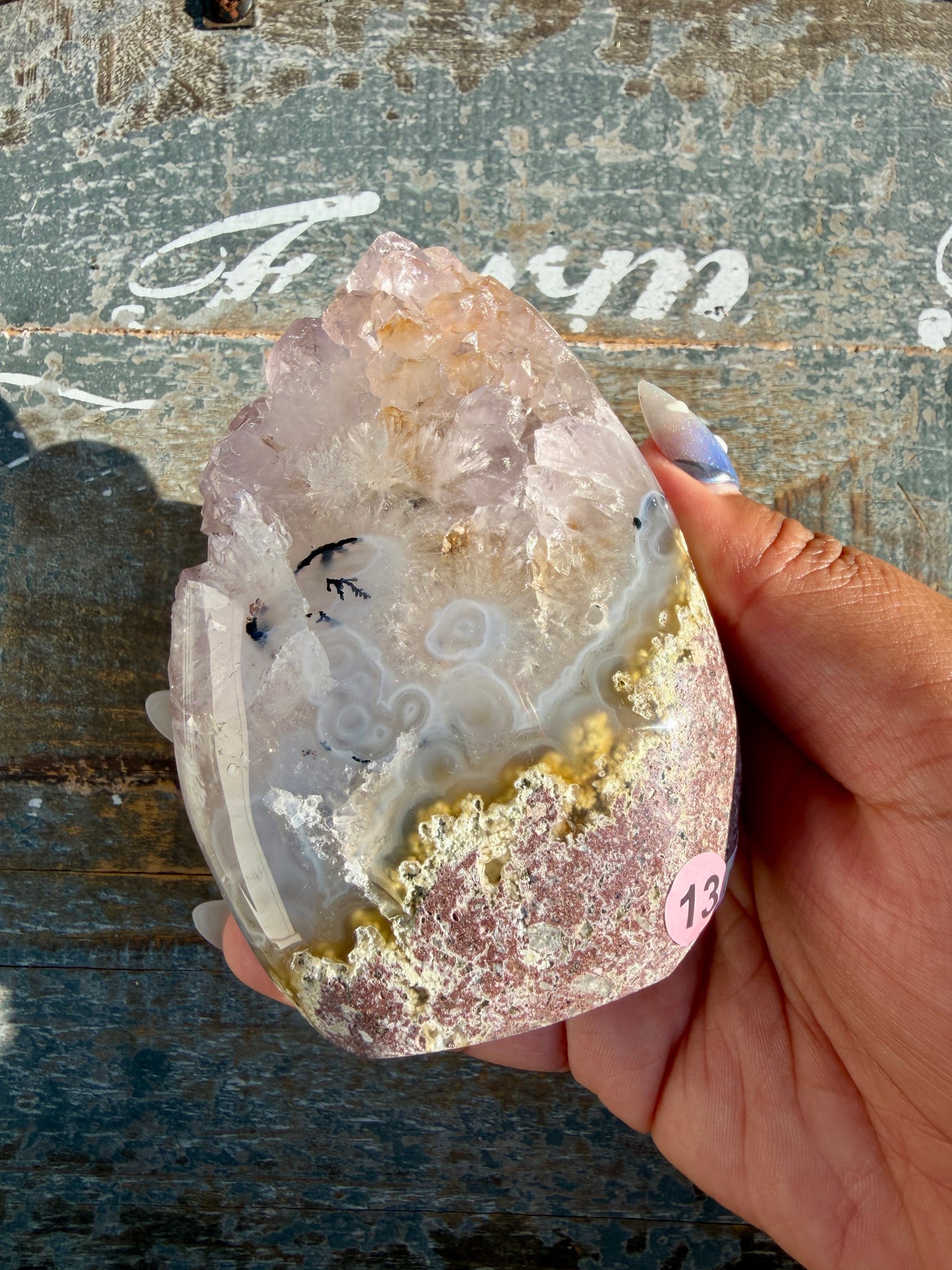 Gorgeous Scenic Moss Agate Freeform with Lavender Druzy | Indonesia | Opt 13