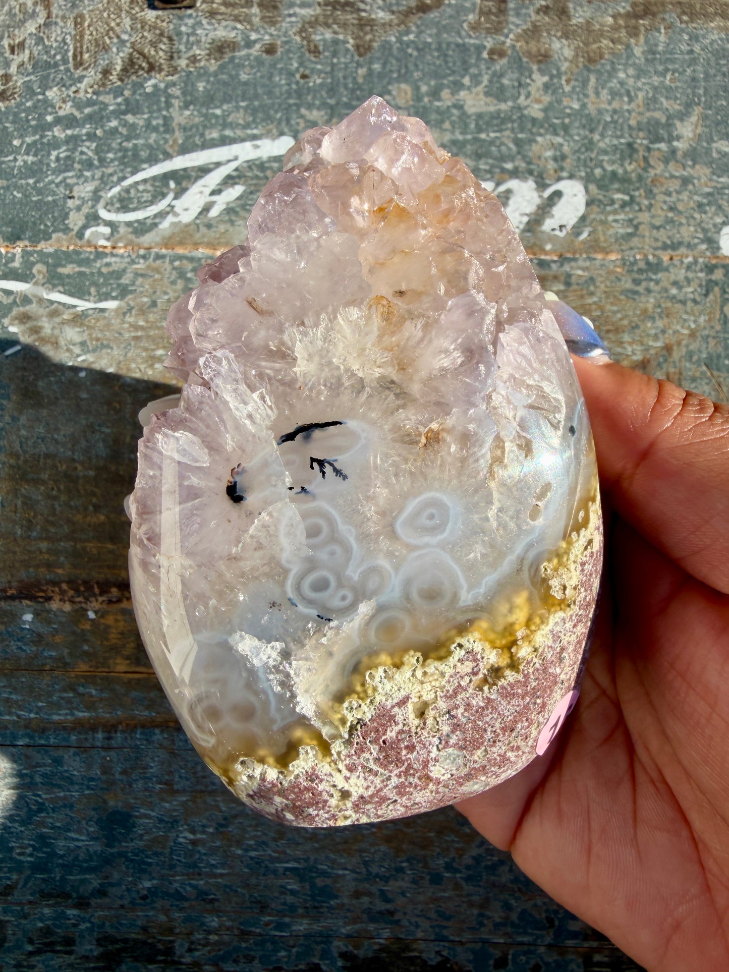 Gorgeous Scenic Moss Agate Freeform with Lavender Druzy | Indonesia | Opt 13