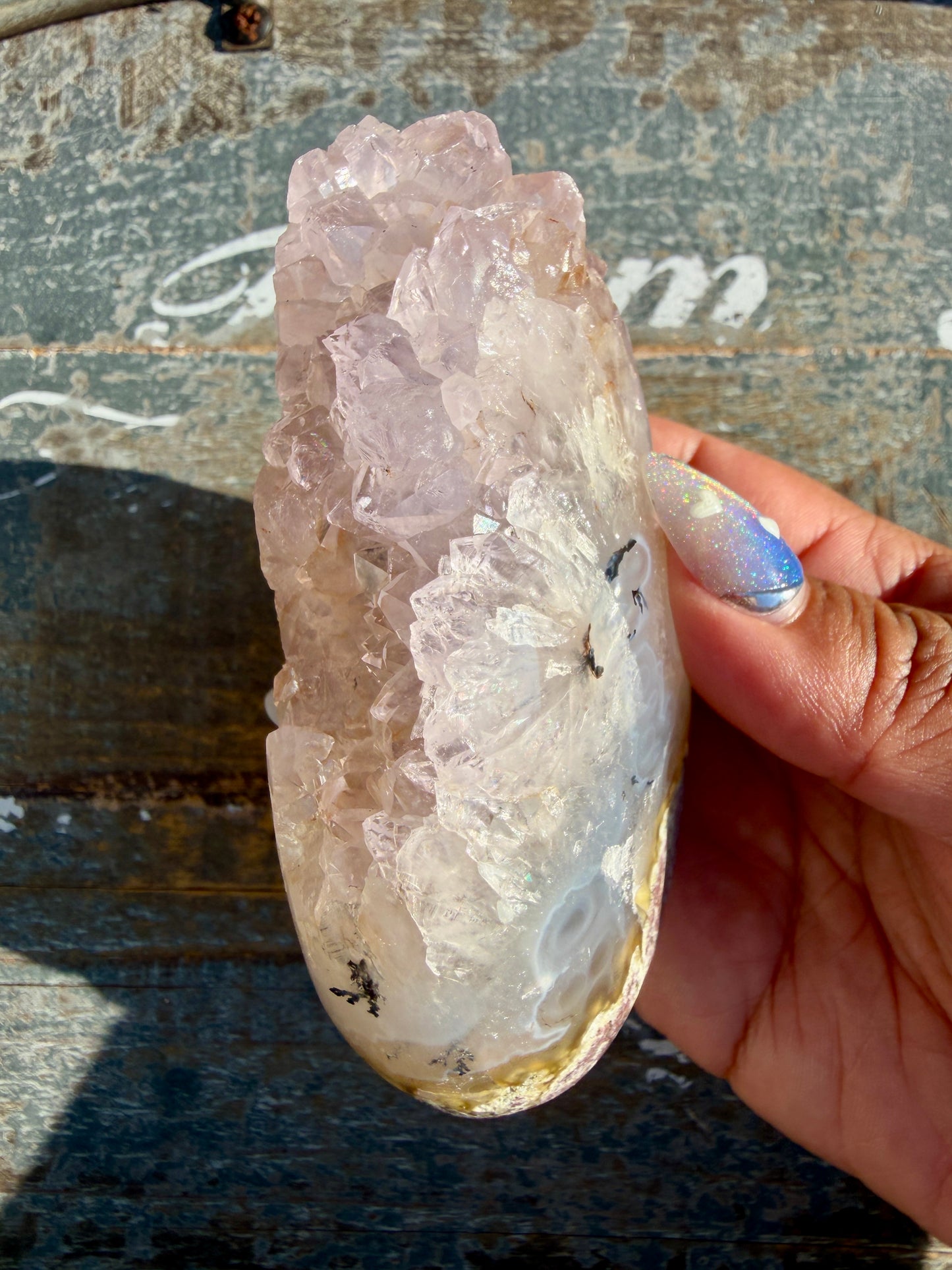 Gorgeous Scenic Moss Agate Freeform with Lavender Druzy | Indonesia | Opt 13