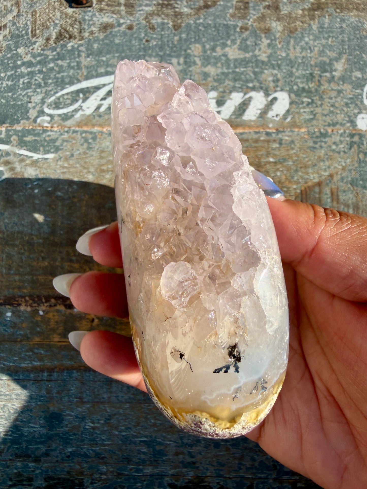 Gorgeous Scenic Moss Agate Freeform with Lavender Druzy | Indonesia | Opt 13