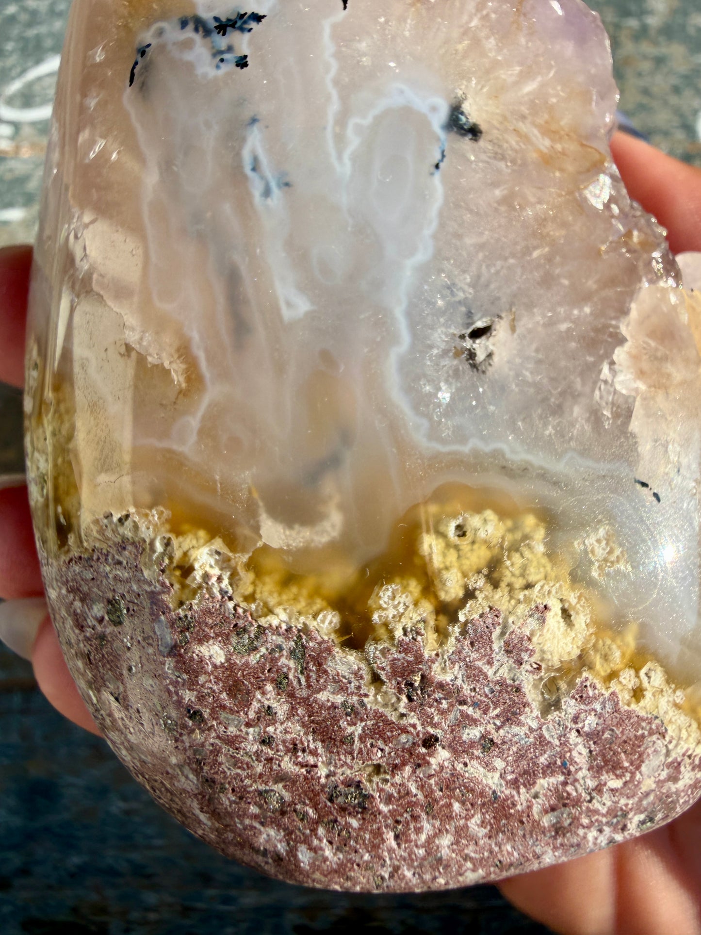 Gorgeous Scenic Moss Agate Freeform with Lavender Druzy | Indonesia | Opt 13