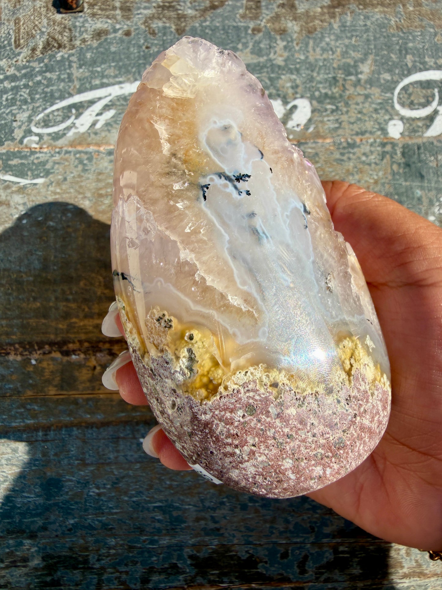 Gorgeous Scenic Moss Agate Freeform with Lavender Druzy | Indonesia | Opt 13