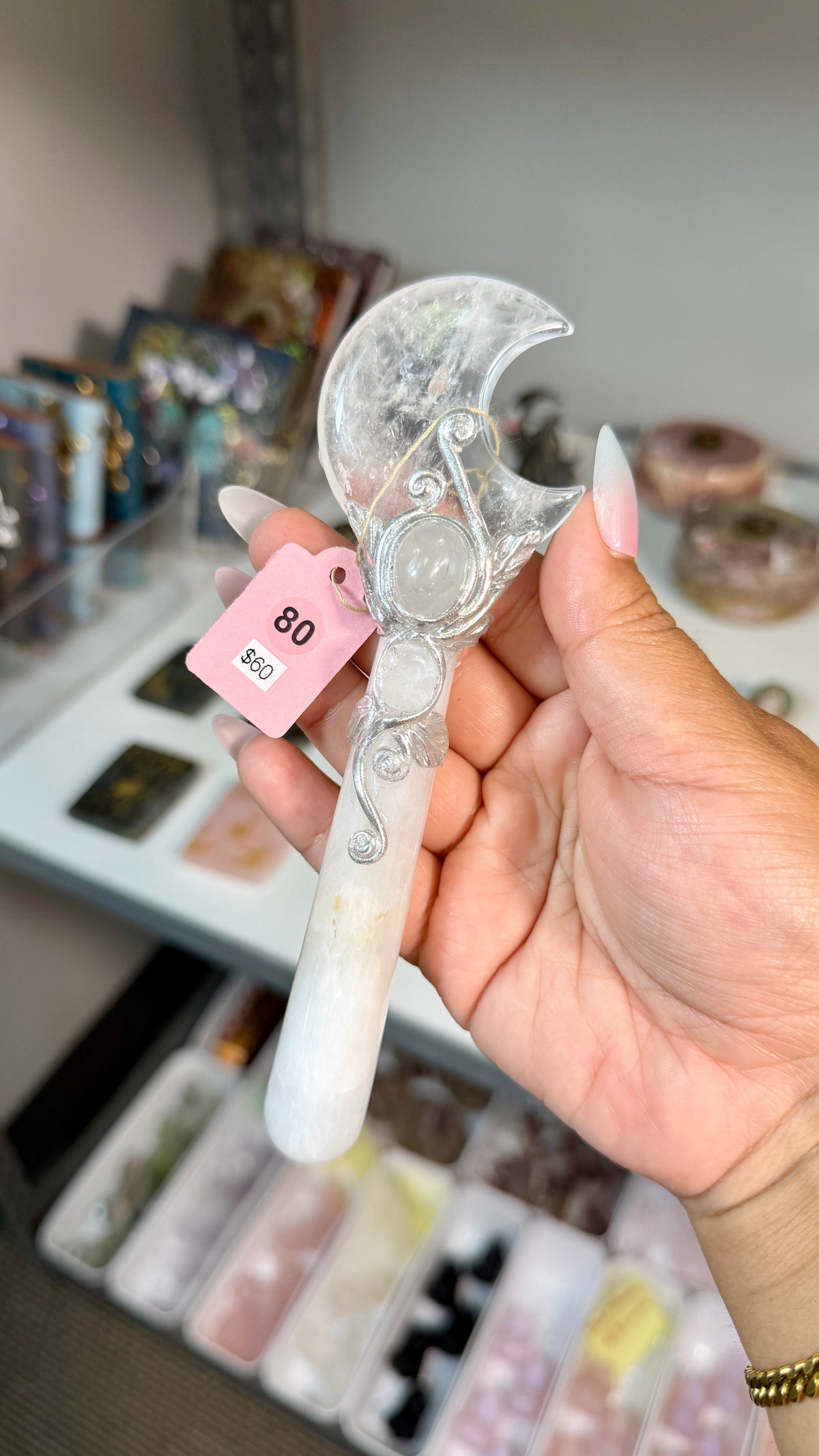 Handcrafted Moon Fairy Crystal Wand | Clear Quartz | Opt 80