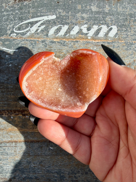 Gorgeous Druzy Carnelian Heart | Opt G