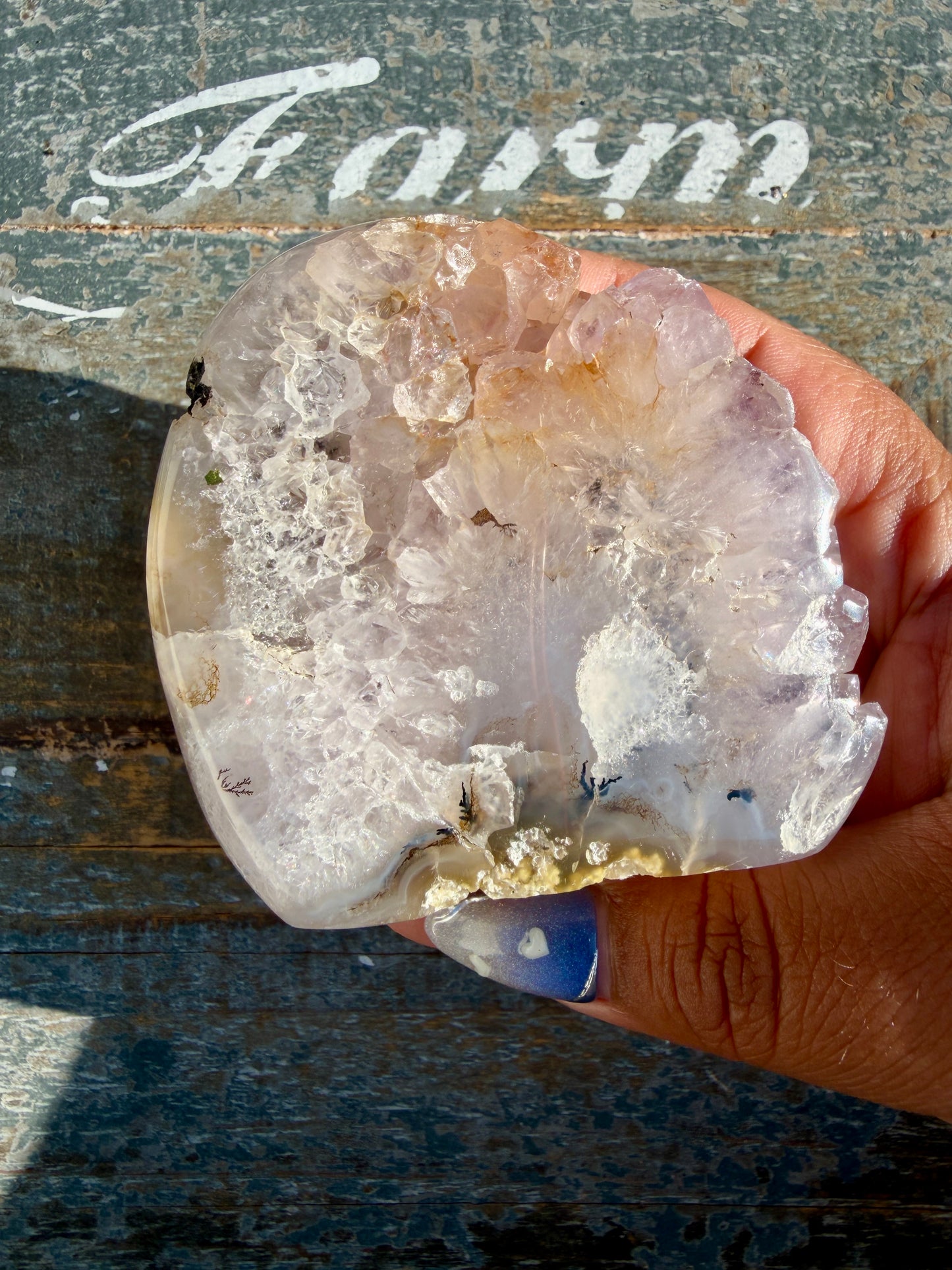 Gorgeous Scenic Moss Agate Freeform with Lavender Druzy | Indonesia | Opt 5
