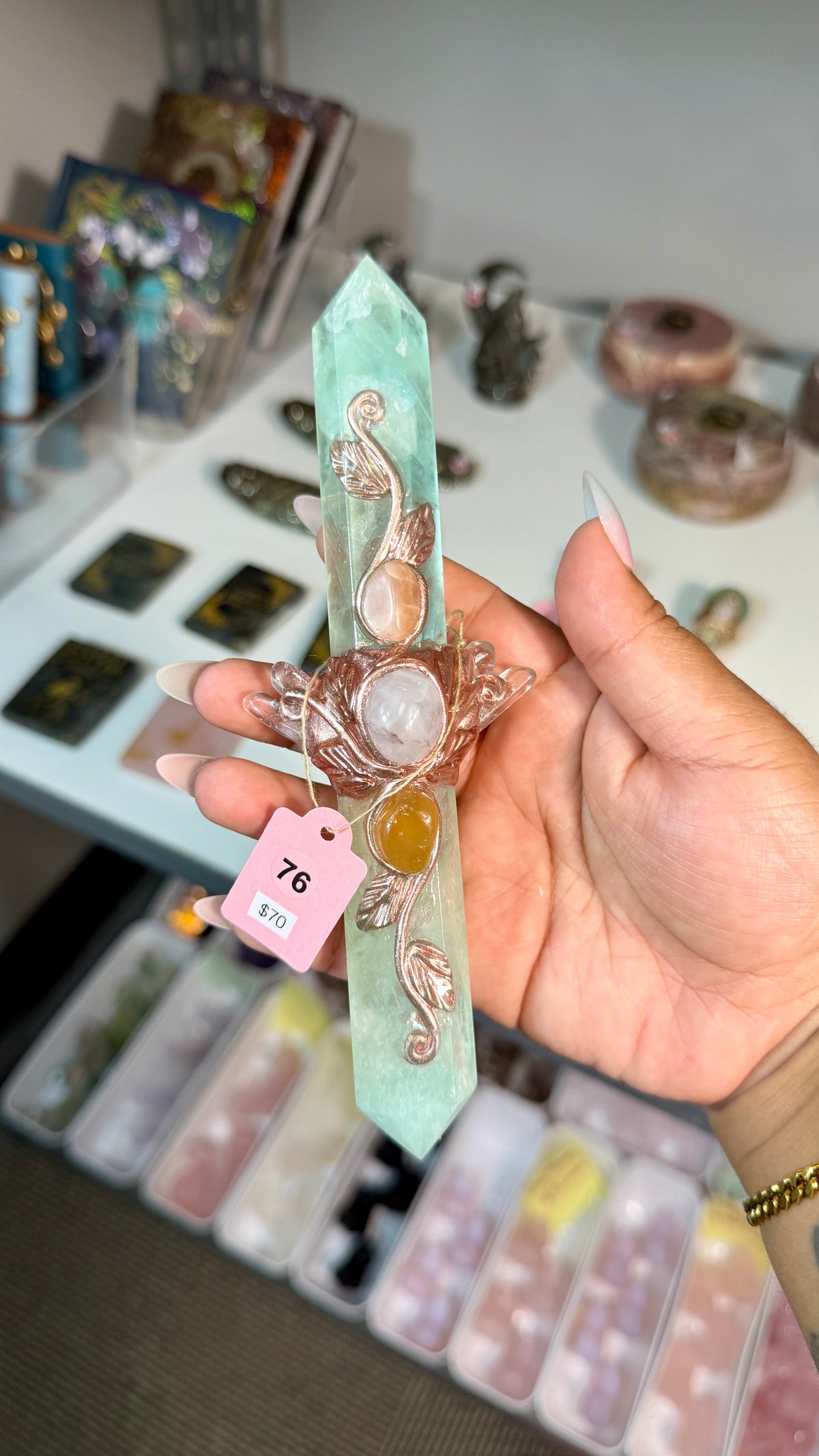 Handcrafted Double Point Fairy Crystal Wand | Fluorite | Opt 76