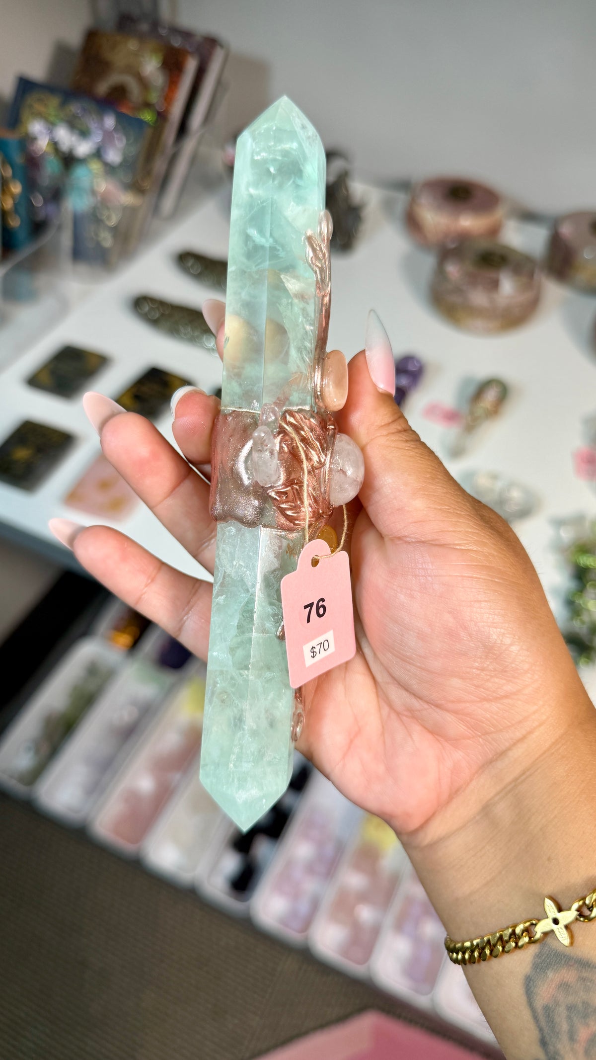 Handcrafted Double Point Fairy Crystal Wand | Fluorite | Opt 76