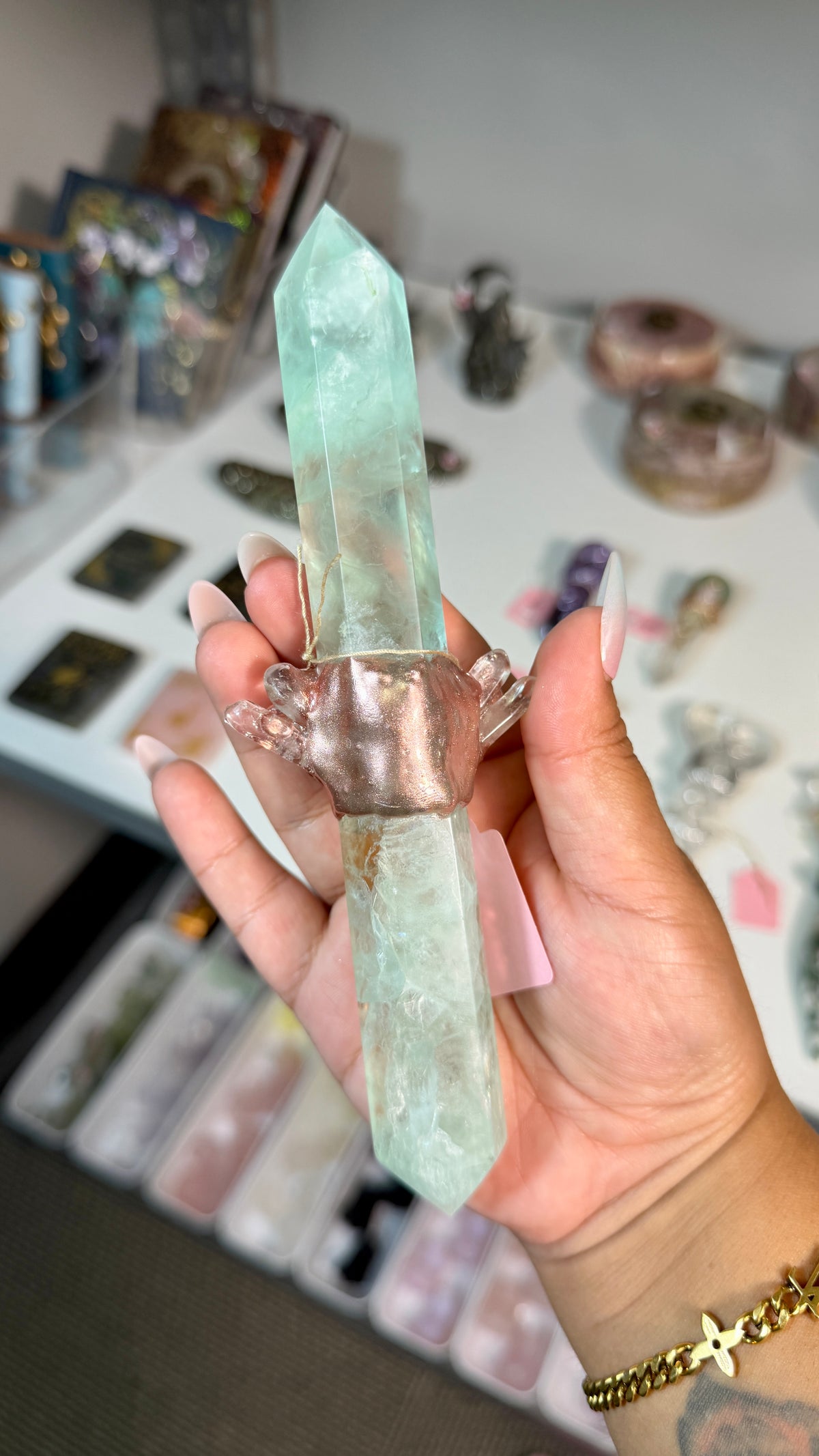 Handcrafted Double Point Fairy Crystal Wand | Fluorite | Opt 76