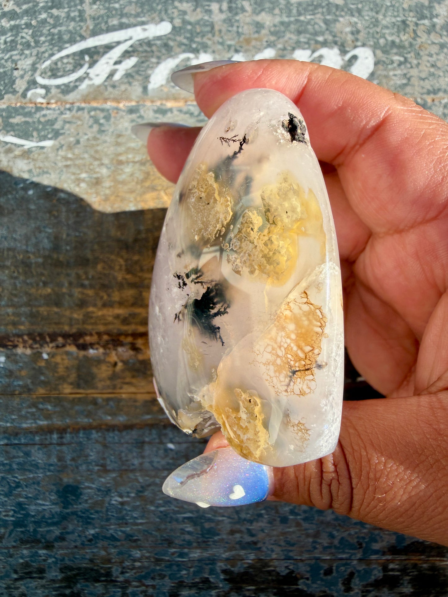 Gorgeous Scenic Moss Agate Freeform with Lavender Druzy | Indonesia | Opt 5