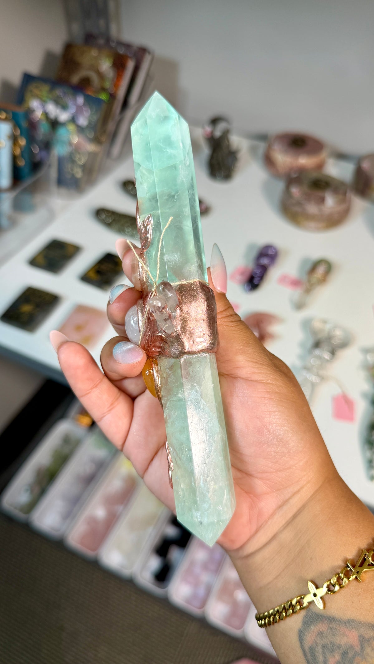 Handcrafted Double Point Fairy Crystal Wand | Fluorite | Opt 76