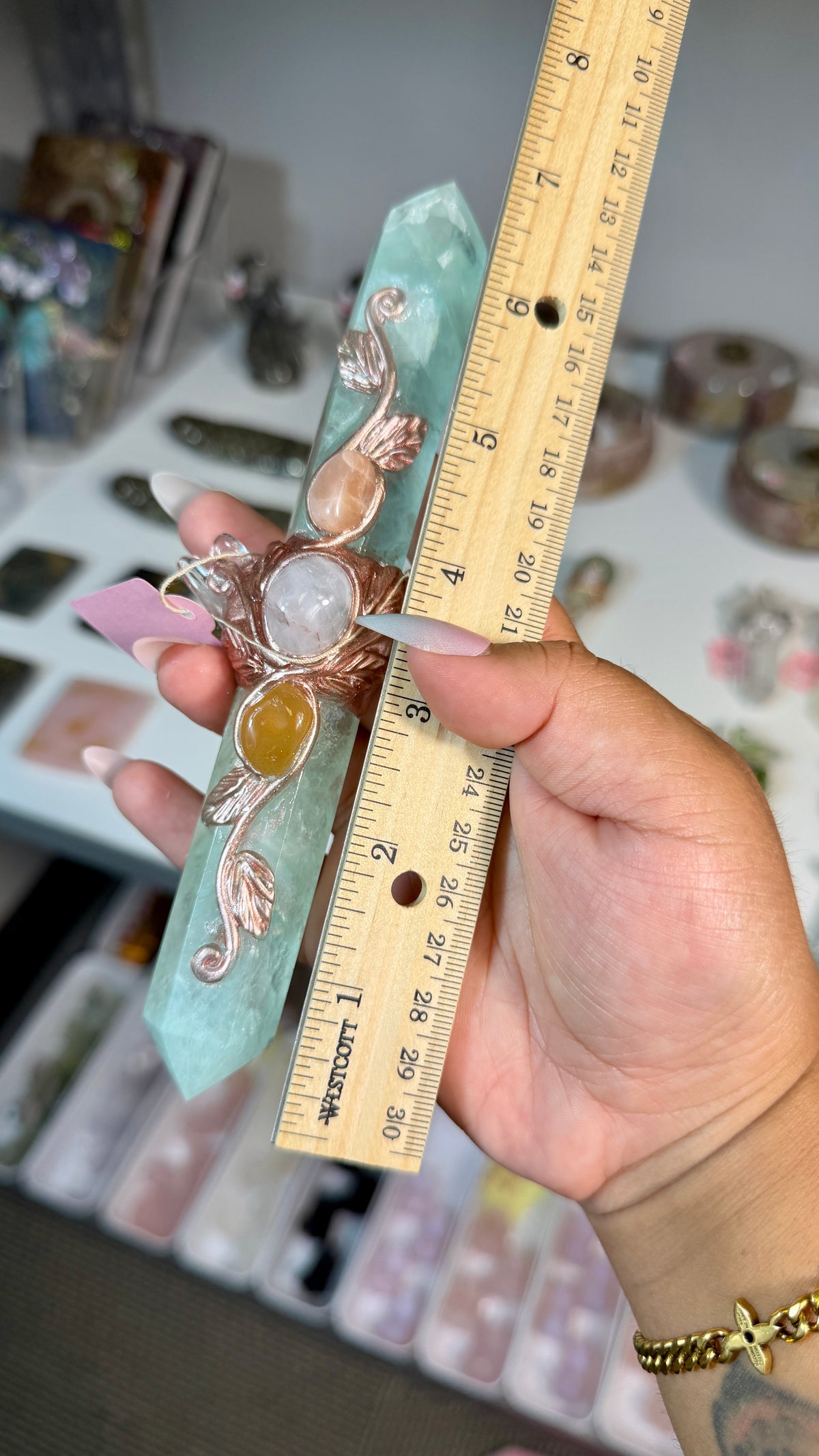 Handcrafted Double Point Fairy Crystal Wand | Fluorite | Opt 76