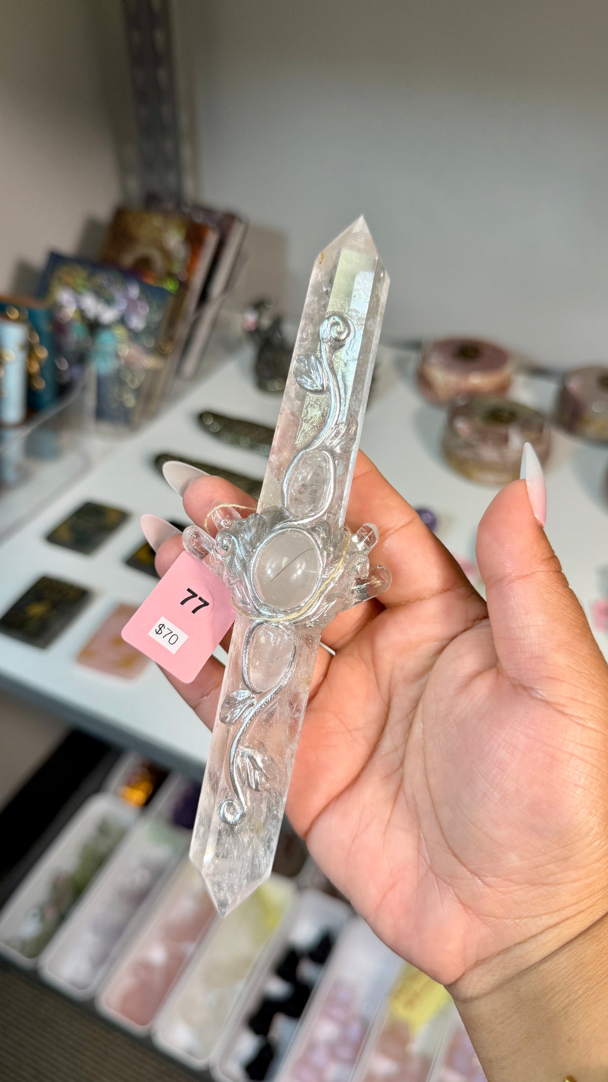 Handcrafted Double Point Fairy Crystal Wand | Clear Quartz | Opt 77