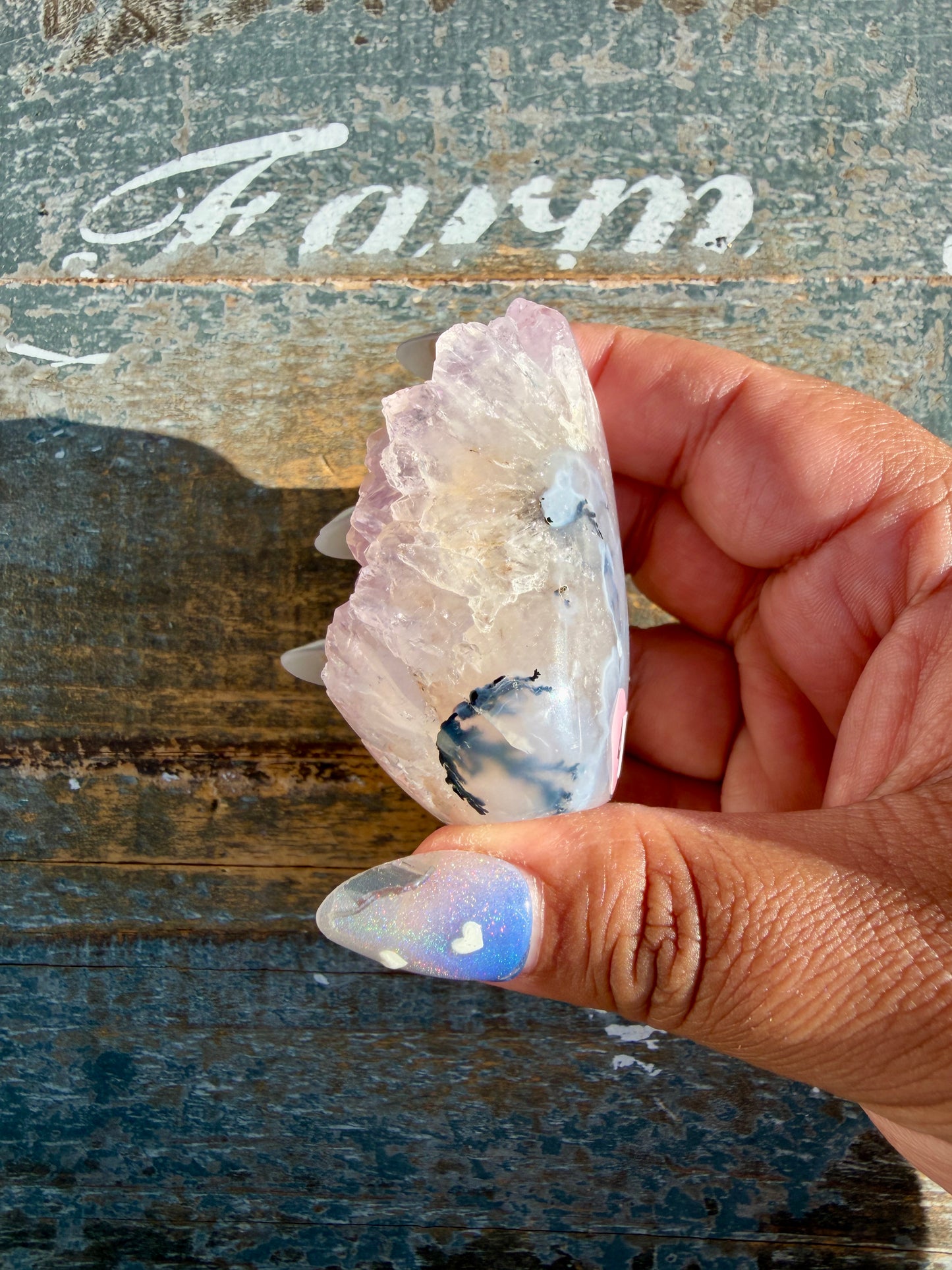 Gorgeous Scenic Moss Agate Freeform with Lavender Druzy | Indonesia | Opt 4