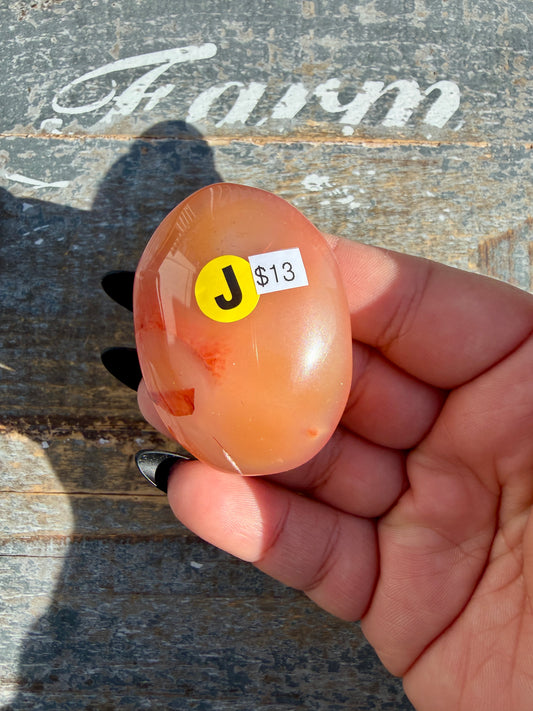 Gorgeous Druzy Carnelian Palmstone | Opt J