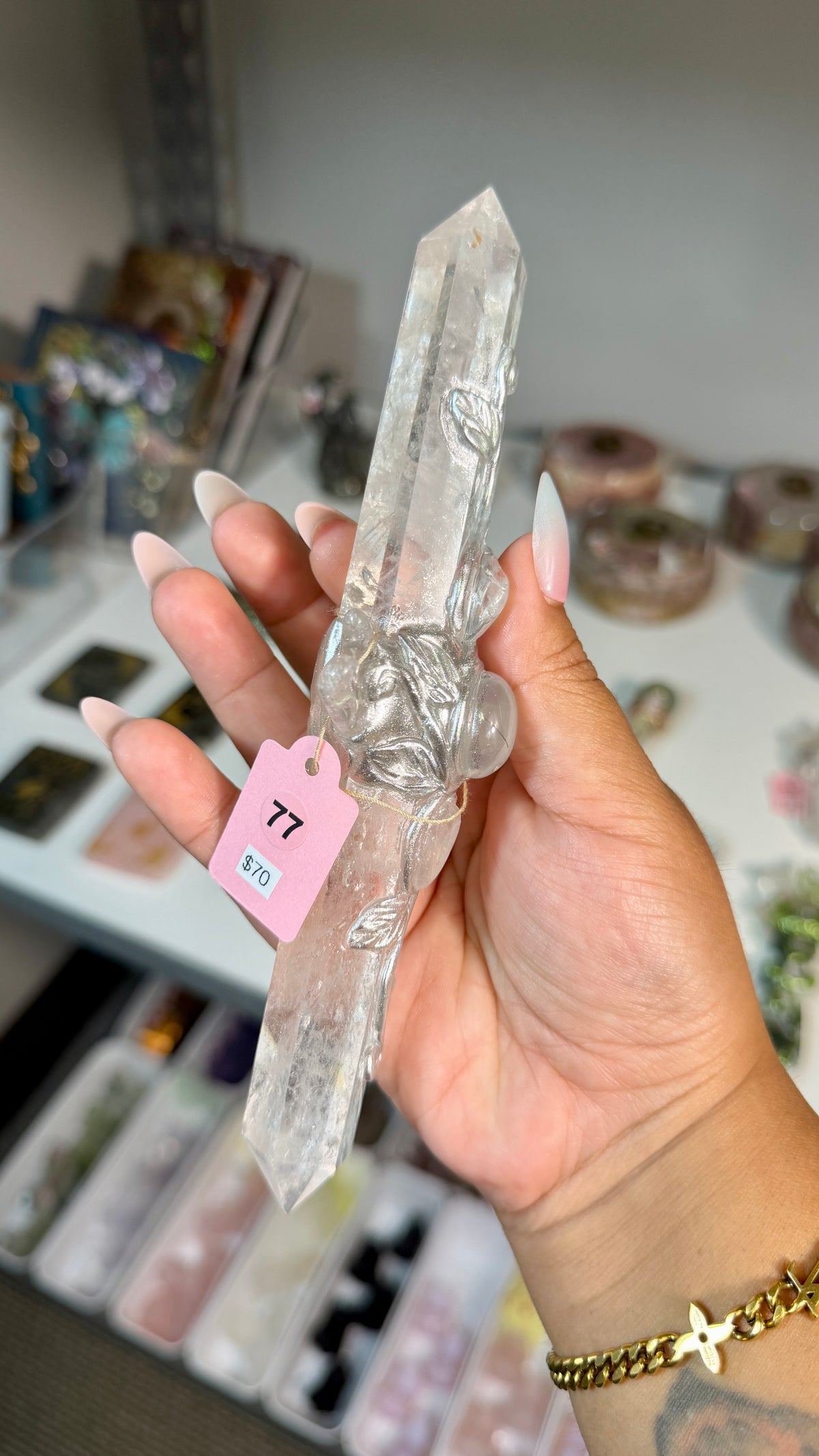 Handcrafted Double Point Fairy Crystal Wand | Clear Quartz | Opt 77