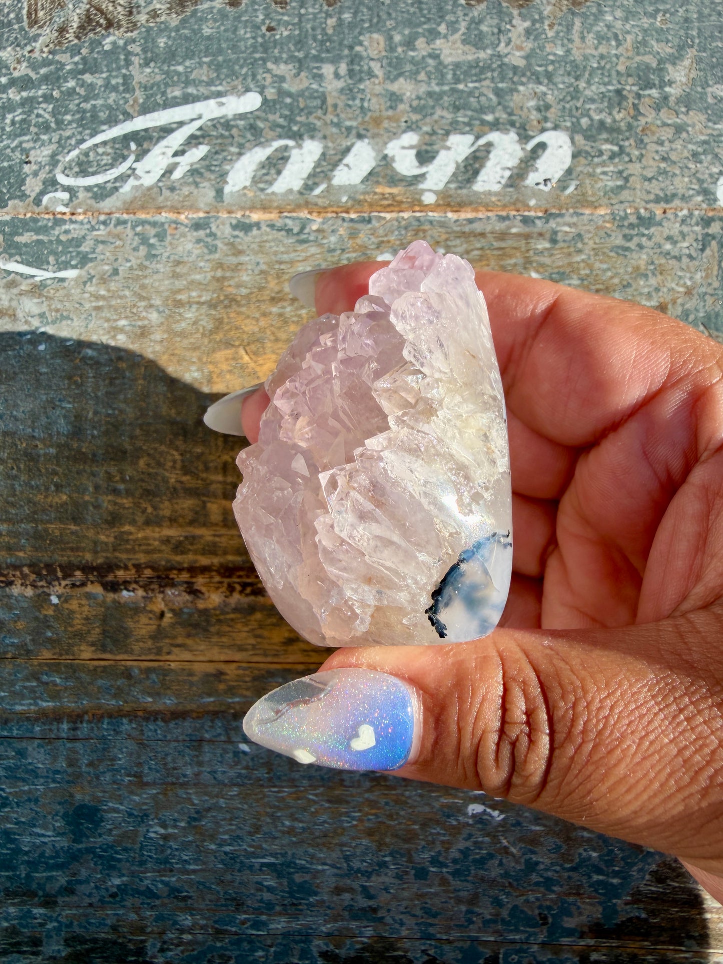 Gorgeous Scenic Moss Agate Freeform with Lavender Druzy | Indonesia | Opt 4