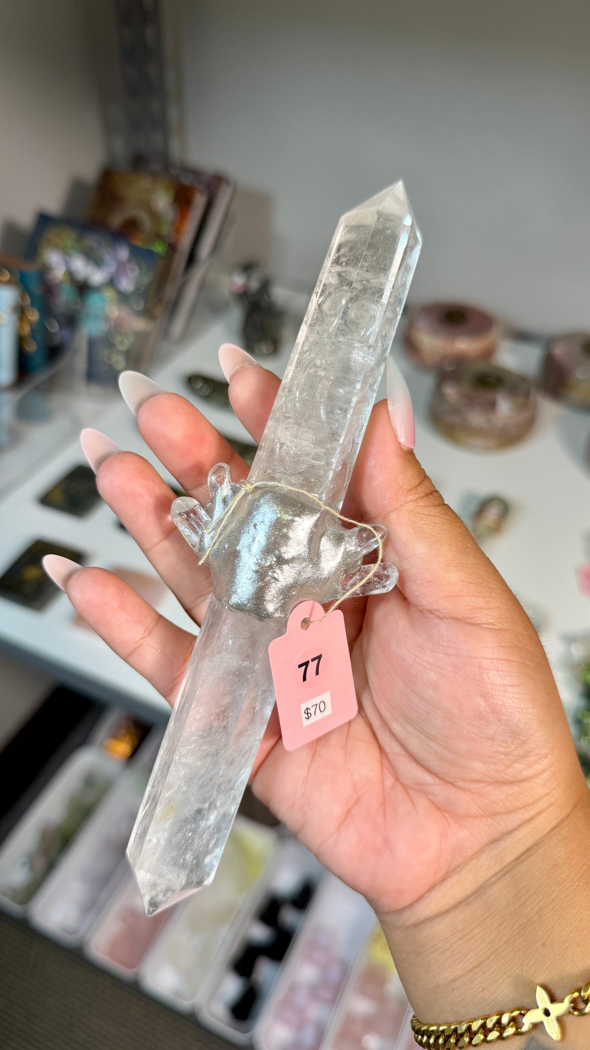 Handcrafted Double Point Fairy Crystal Wand | Clear Quartz | Opt 77