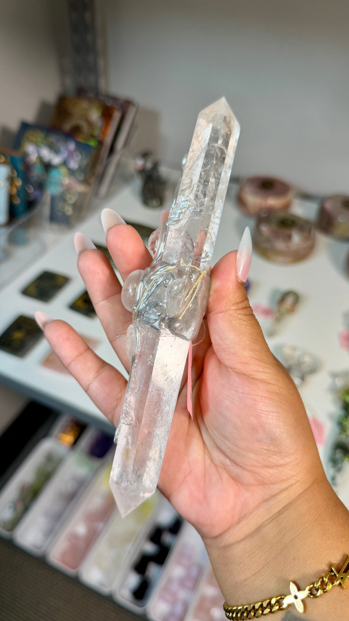 Handcrafted Double Point Fairy Crystal Wand | Clear Quartz | Opt 77