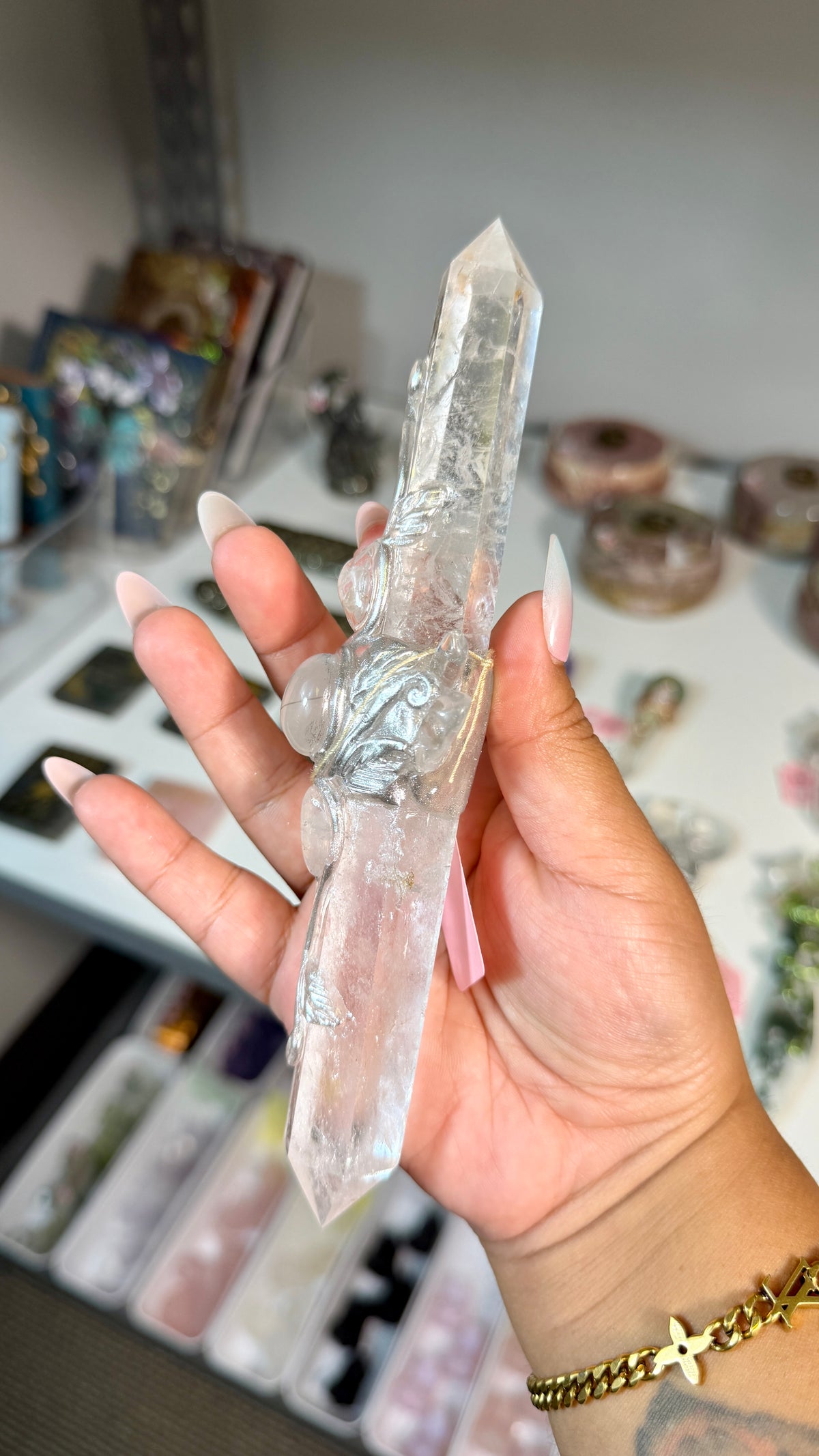 Handcrafted Double Point Fairy Crystal Wand | Clear Quartz | Opt 77