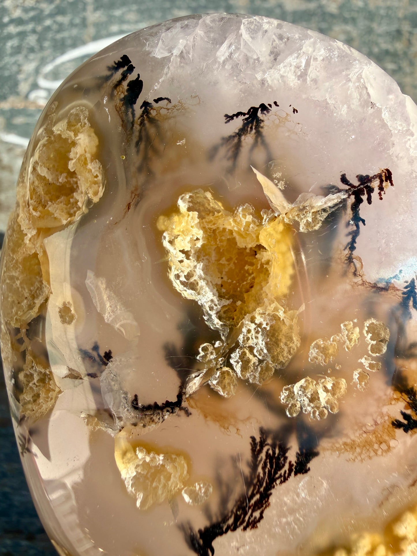 Gorgeous Scenic Moss Agate Freeform with Lavender Druzy | Indonesia | Opt 11