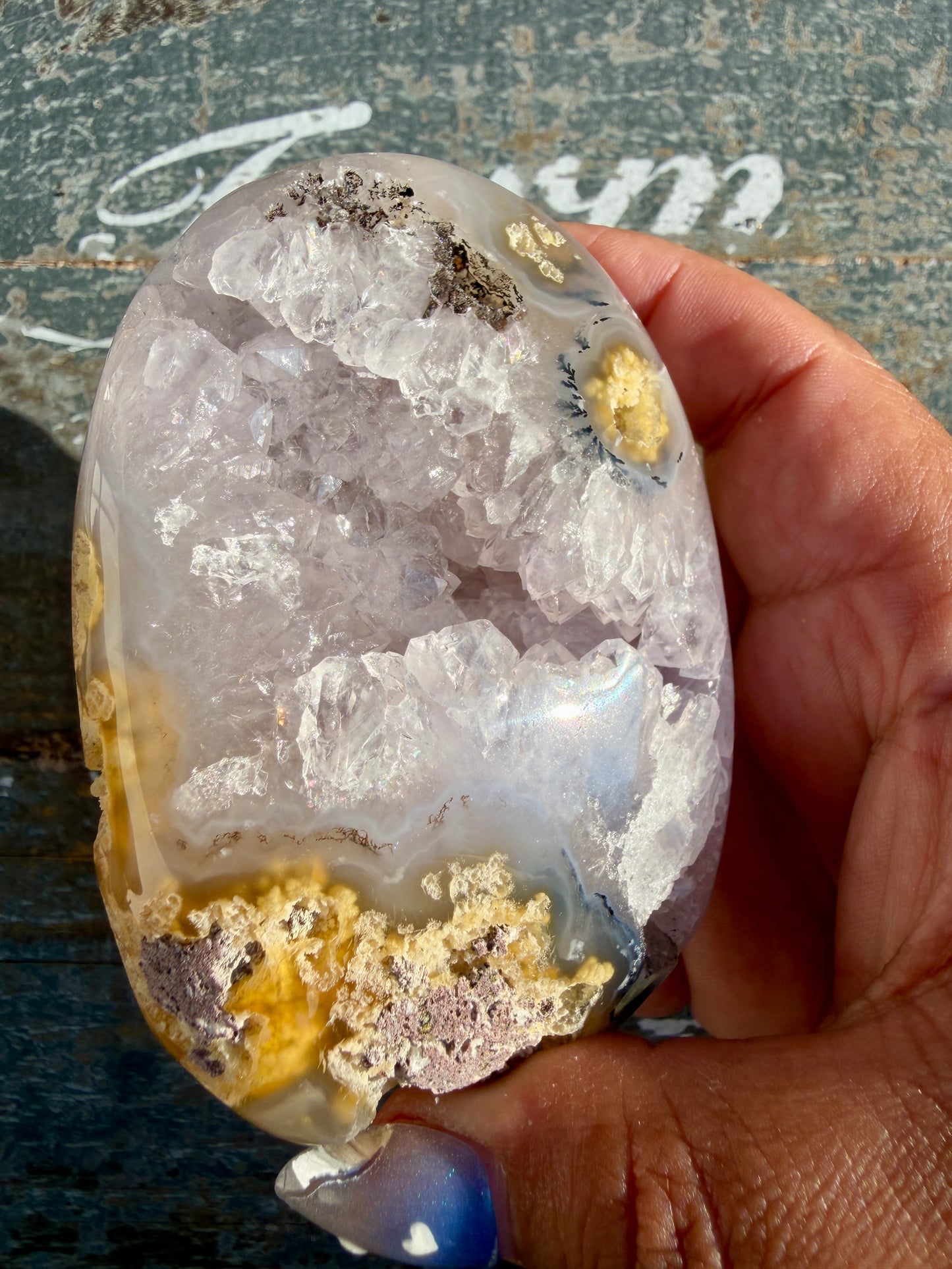 Gorgeous Scenic Moss Agate Freeform with Lavender Druzy | Indonesia | Opt 11