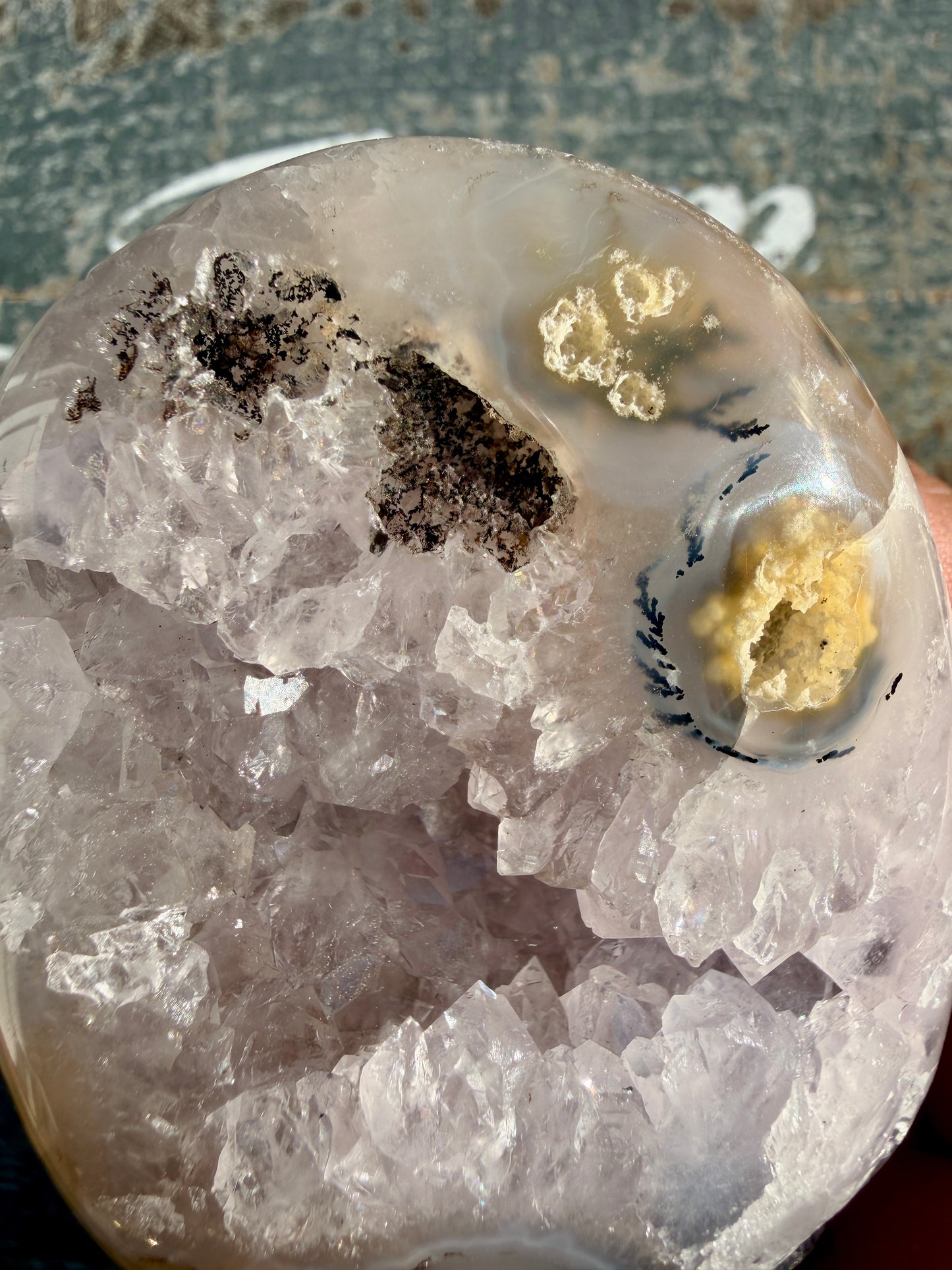 Gorgeous Scenic Moss Agate Freeform with Lavender Druzy | Indonesia | Opt 11