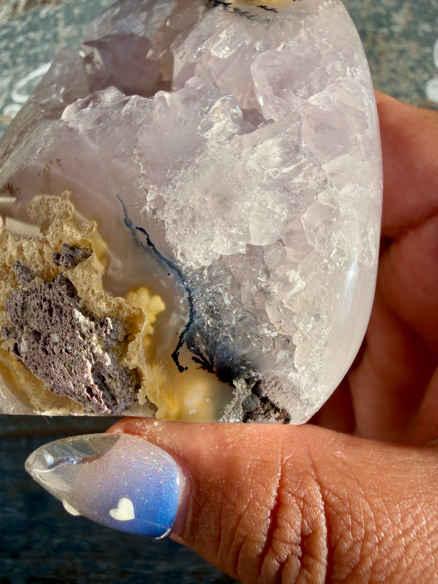 Gorgeous Scenic Moss Agate Freeform with Lavender Druzy | Indonesia | Opt 11