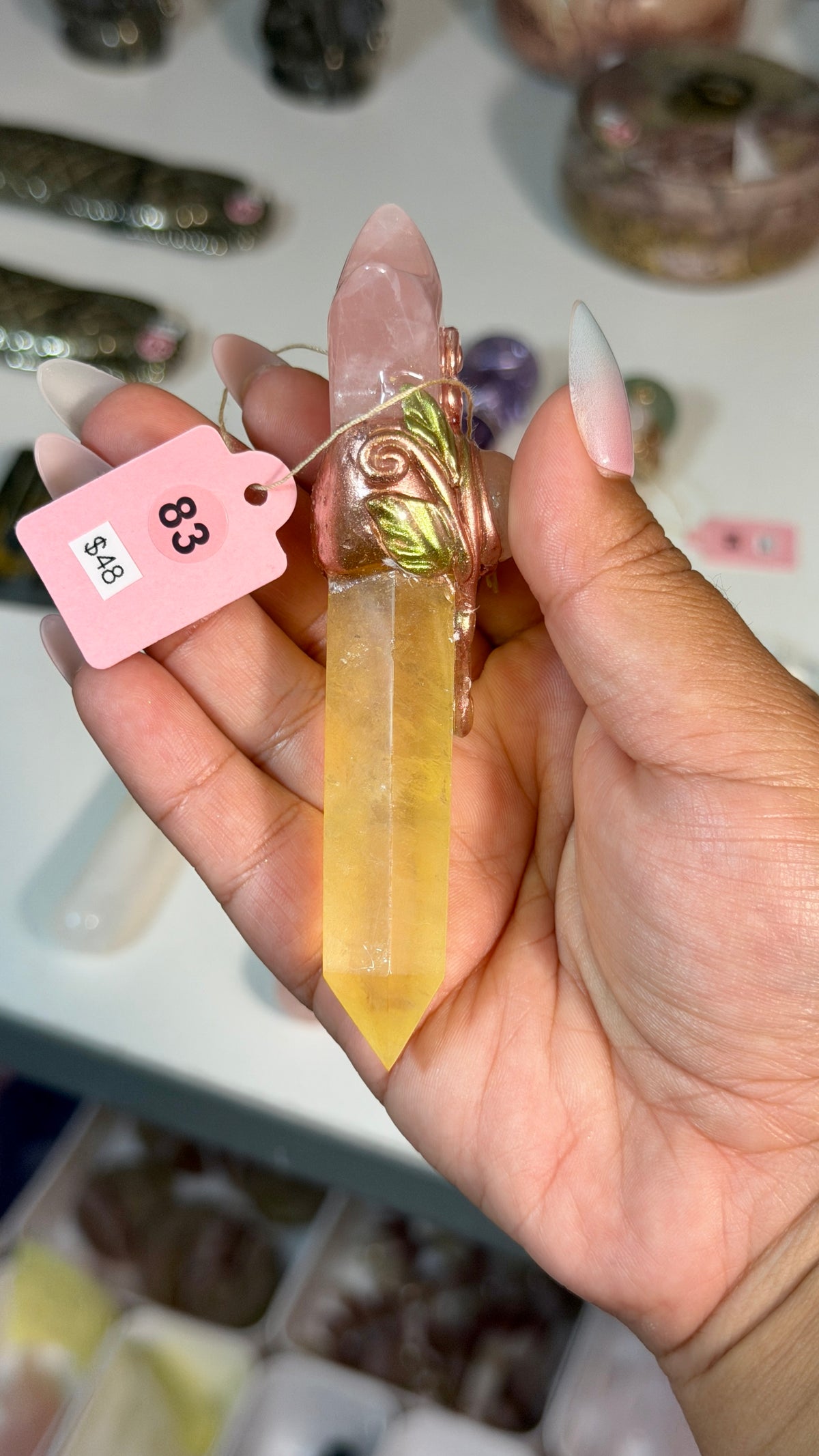Handcrafted Mini Star Fairy Crystal Wand | Fluorite + Rose Quartz | Opt 83